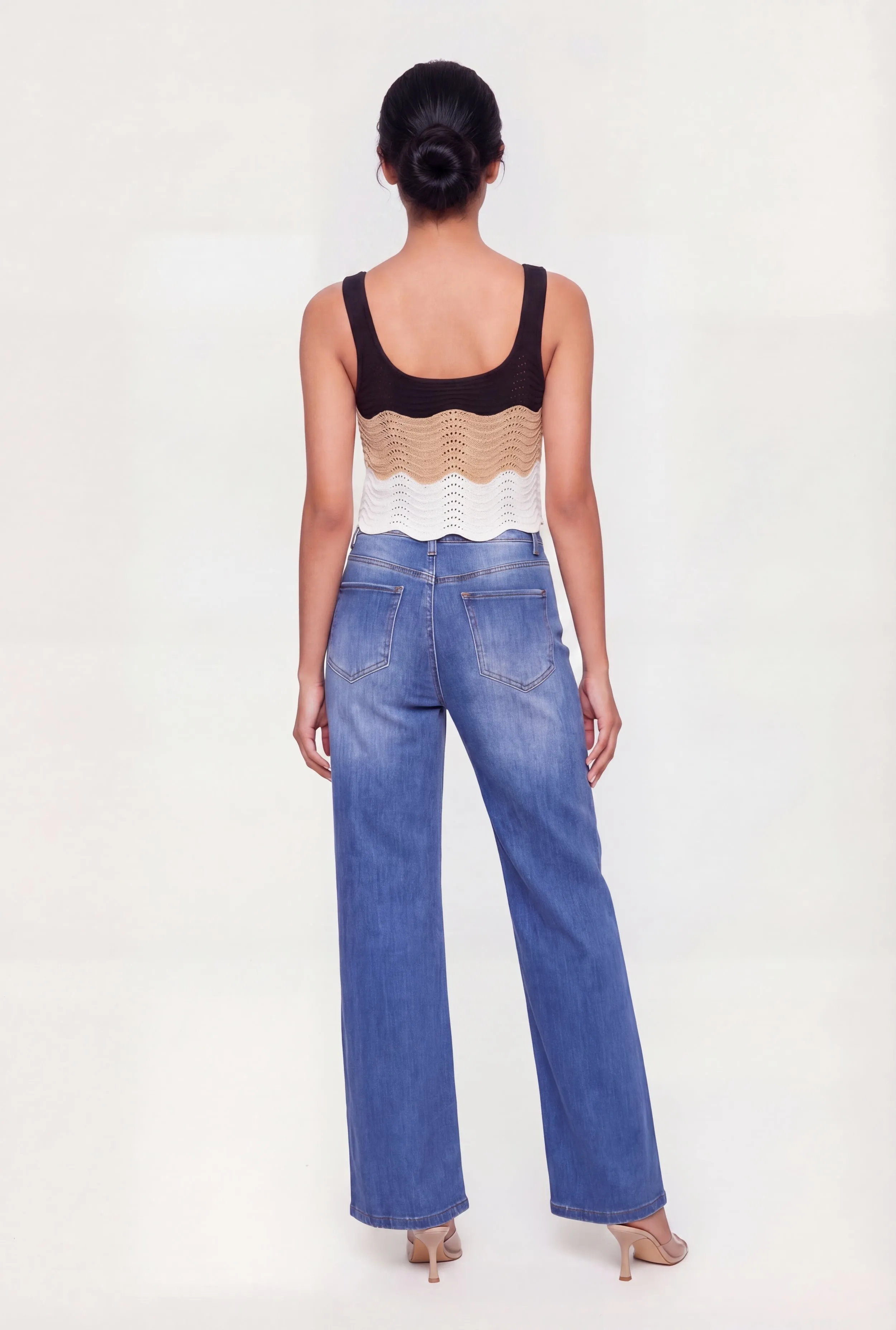 Color Blocked Crochet Crop Top sold by Rainbow product image thumbnail 3