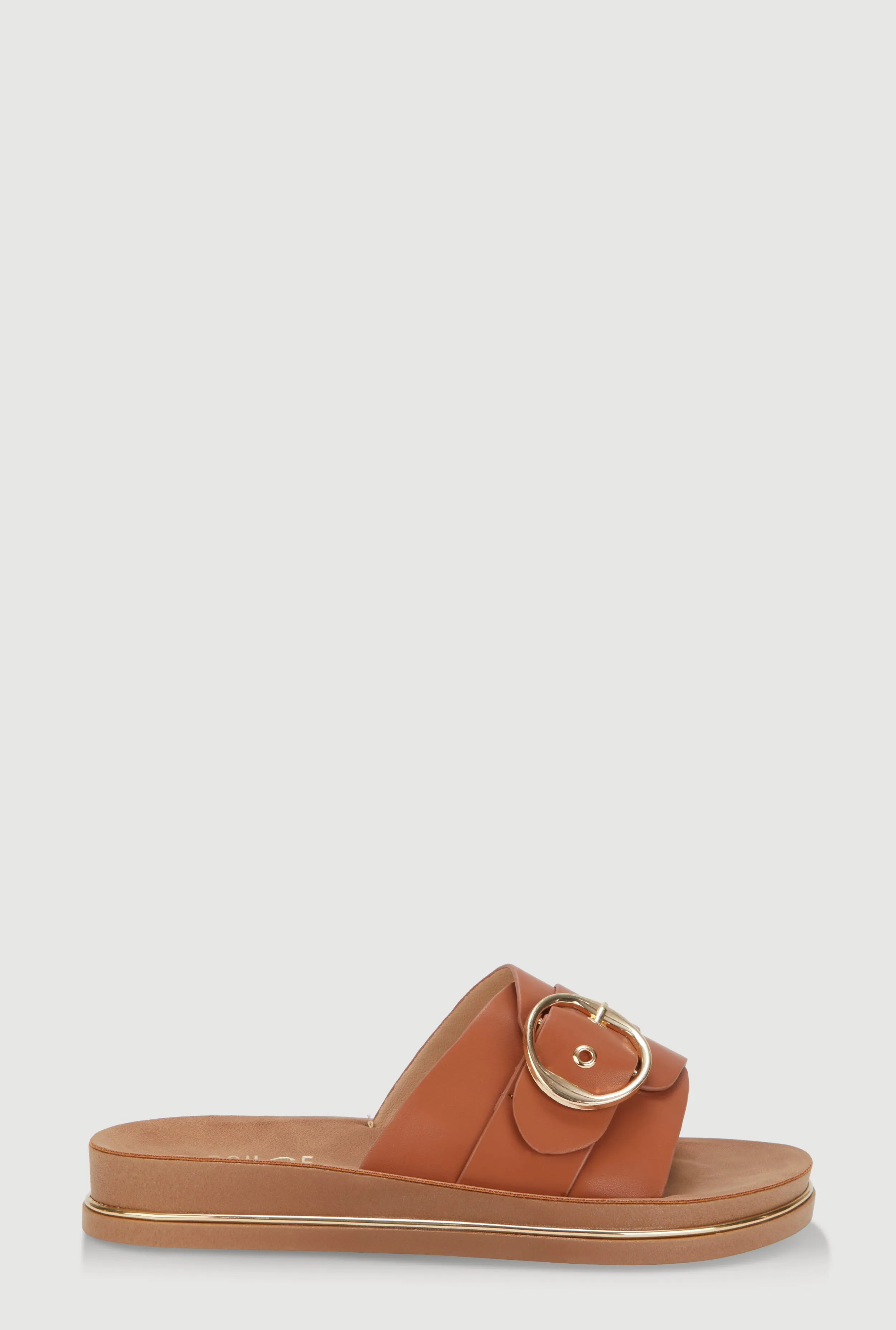 Faux Leather Buckle Detail Footbed Sandals sold by Rainbow product image thumbnail 2