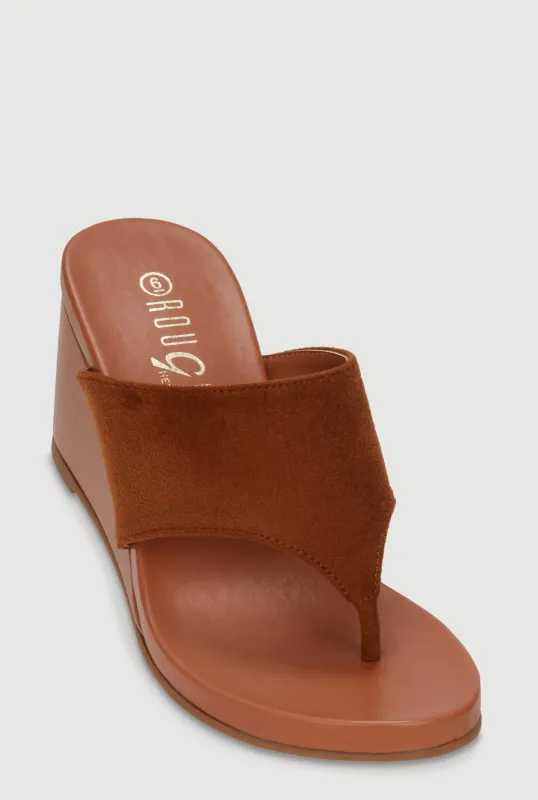 Open Toe Wedge Thong Sandals made by Rainbow