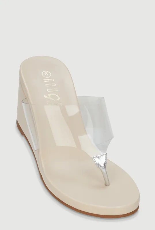 Open Toe Wedge Thong Sandals made by Rainbow