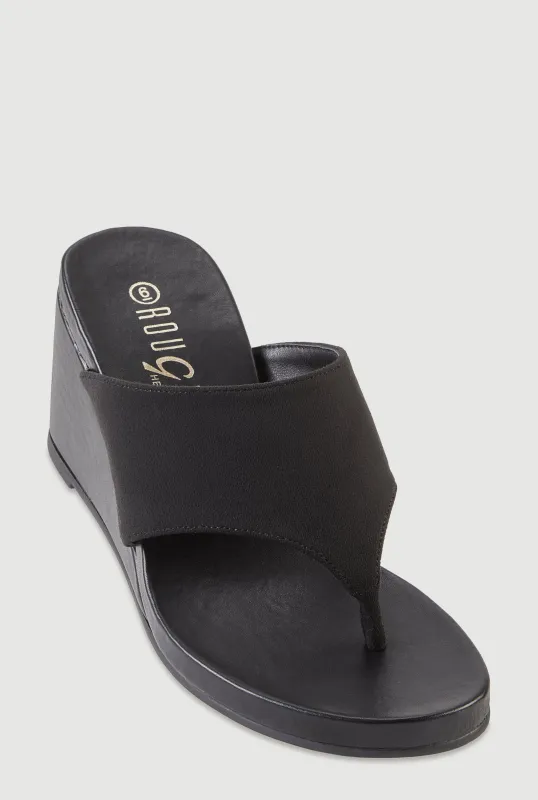 Open Toe Wedge Thong Sandals made by Rainbow