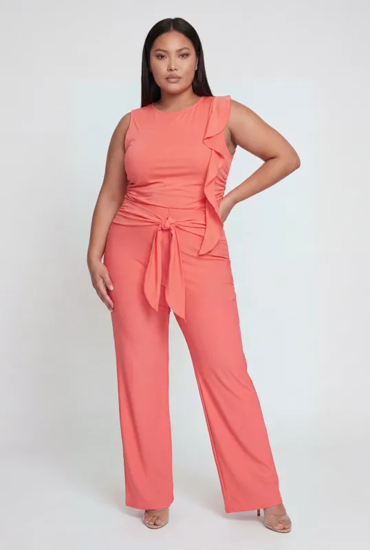 Plus Size Tie Waist Dress Pants made by Rainbow