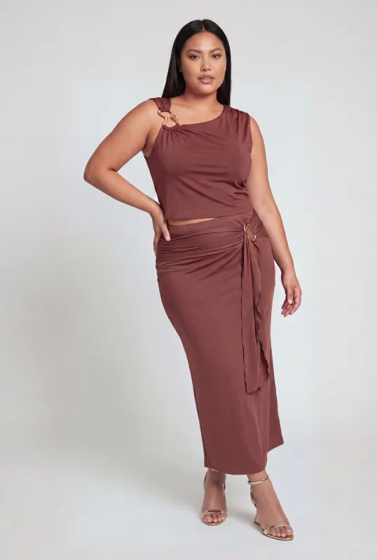 Plus Size Metallic Detail Asymmetrical Top made by Rainbow