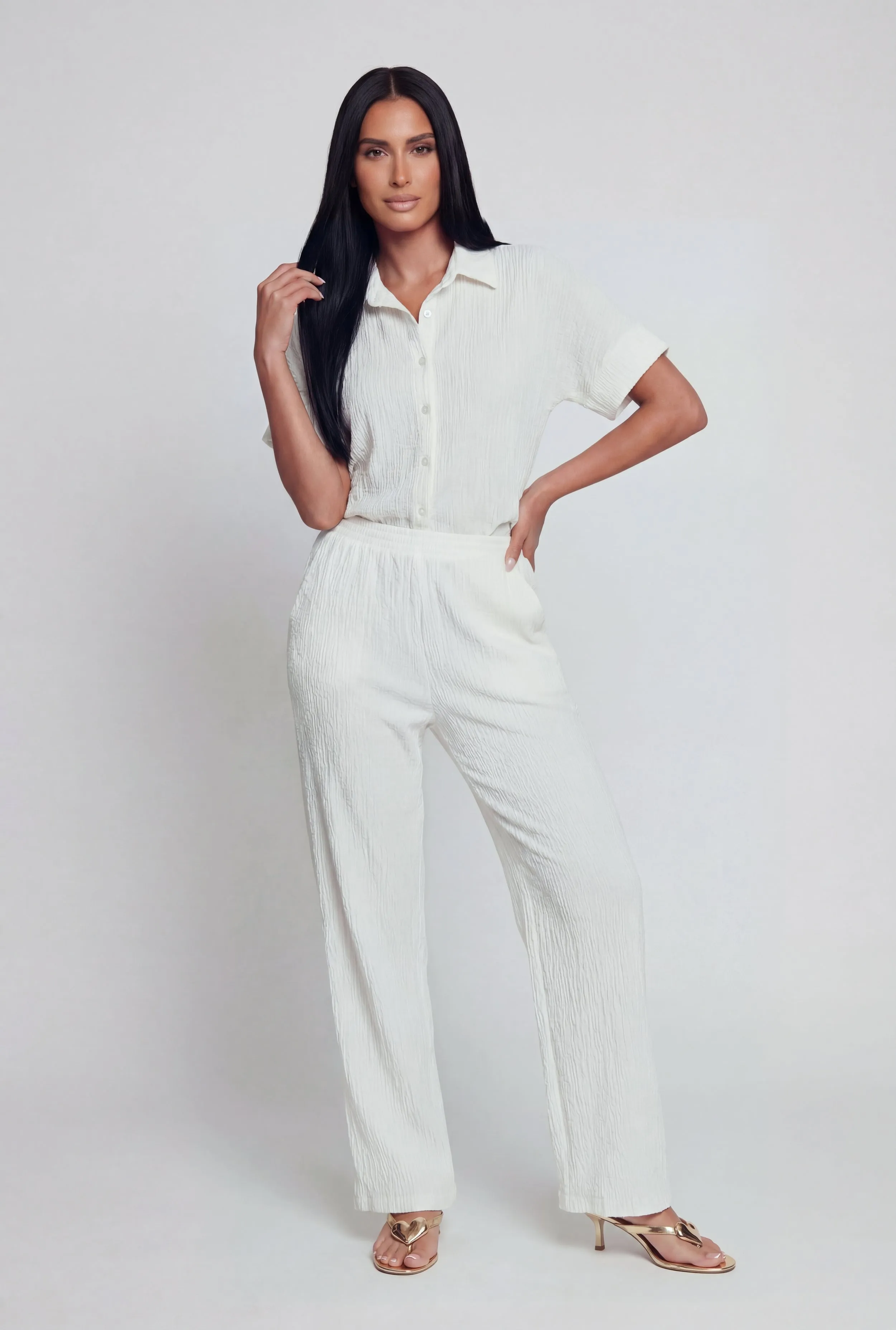 Seersucker High Waisted Pull On Pants sold by Rainbow product image thumbnail 3