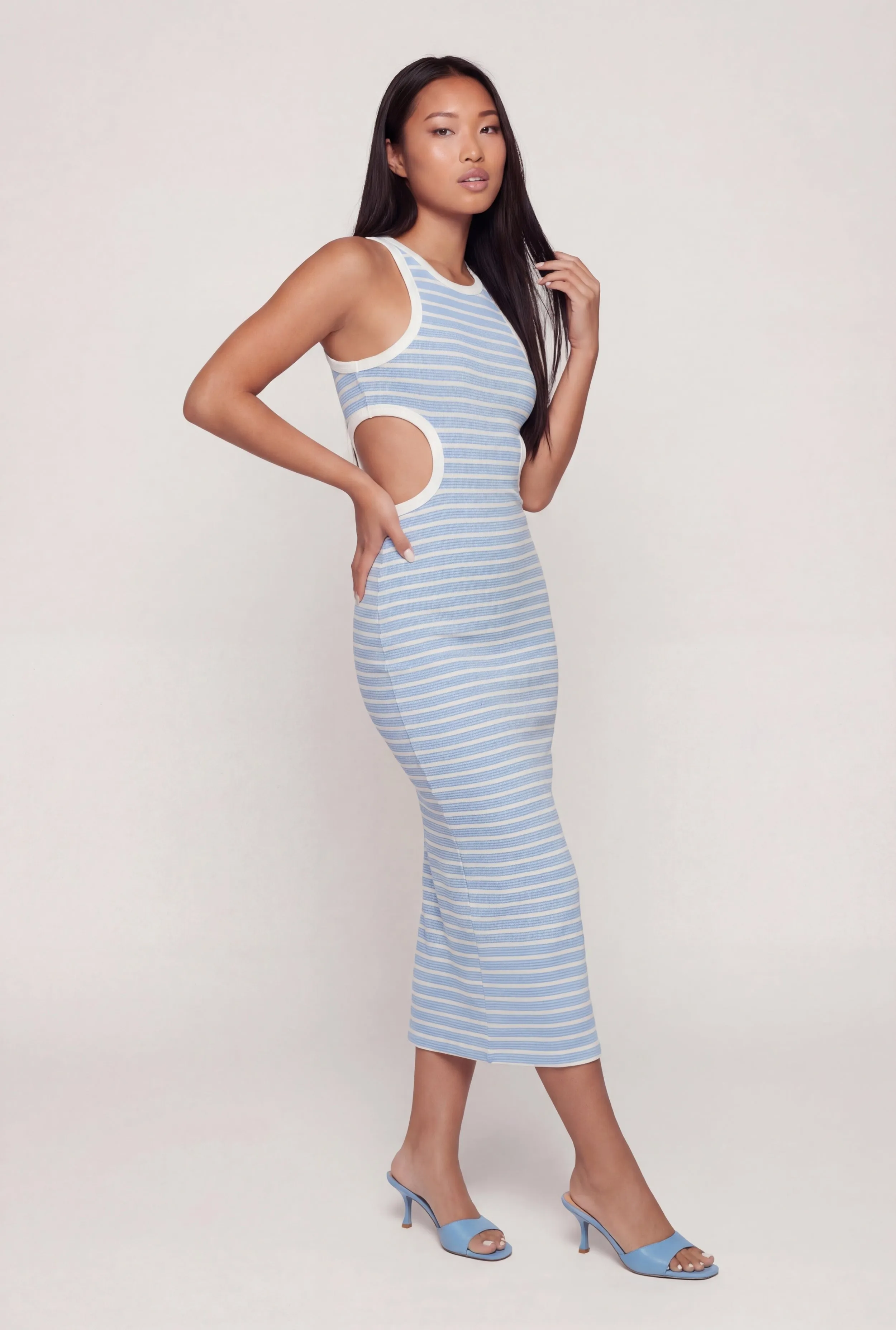 Striped Rib Knit Cutout Side Racerback Dress sold by Rainbow product image thumbnail 2