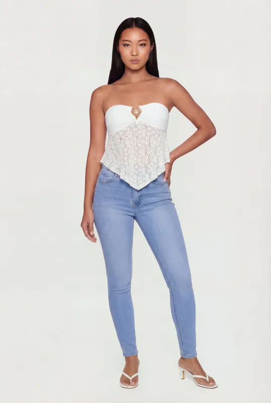 Celestial Sun Pendant Strapless Lace Top made by Rainbow