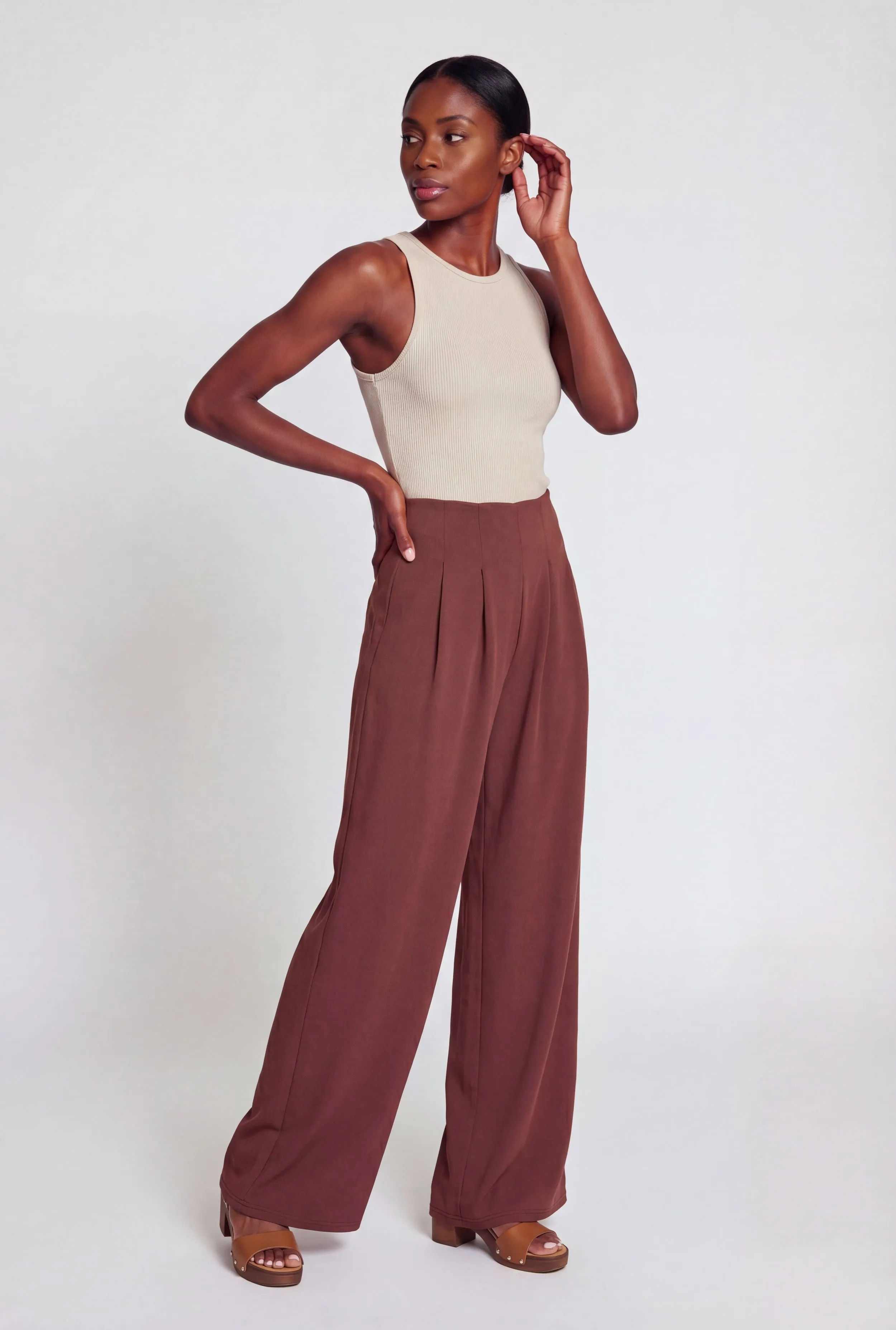 Crepe Knit Pleated Pull On Dress Pants sold by Rainbow product image thumbnail 2
