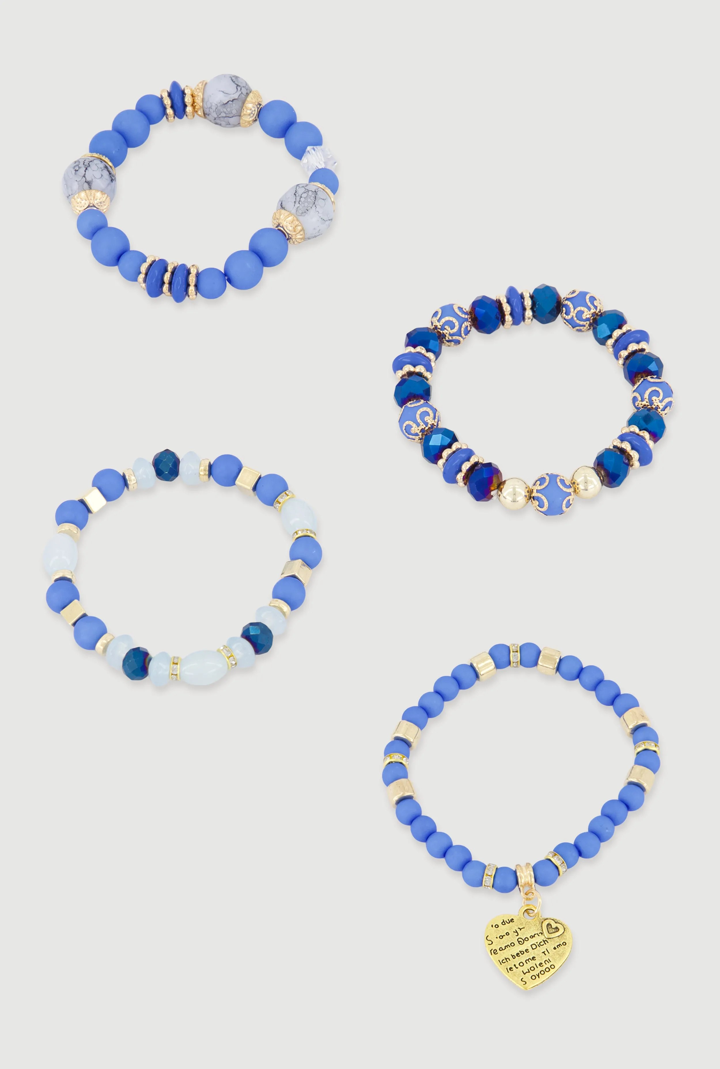 Heart Charm Beaded Stretch Bracelets Set of 4 sold by Rainbow product image thumbnail 2