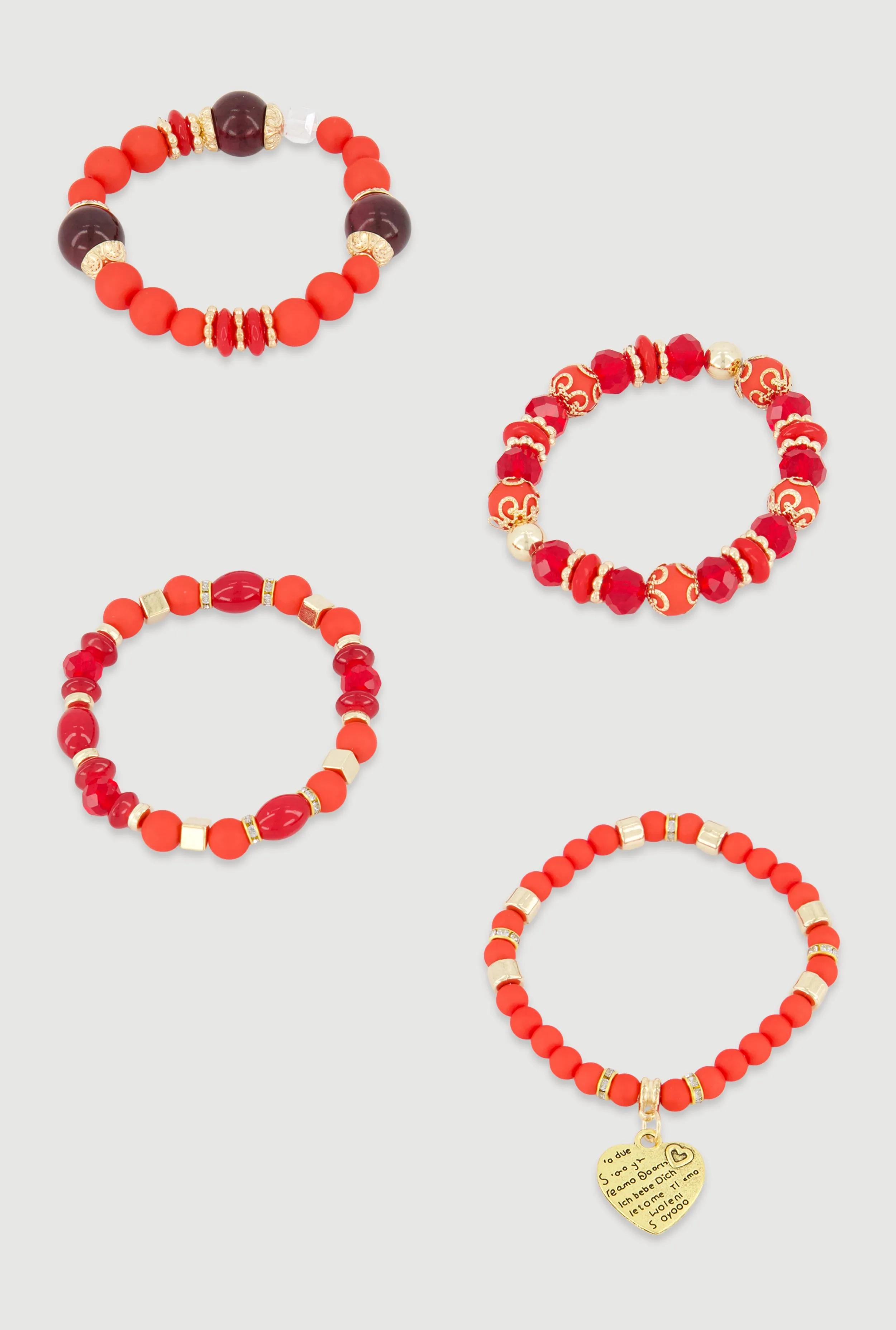 Heart Charm Beaded Stretch Bracelets Set of 4 sold by Rainbow product image thumbnail 2