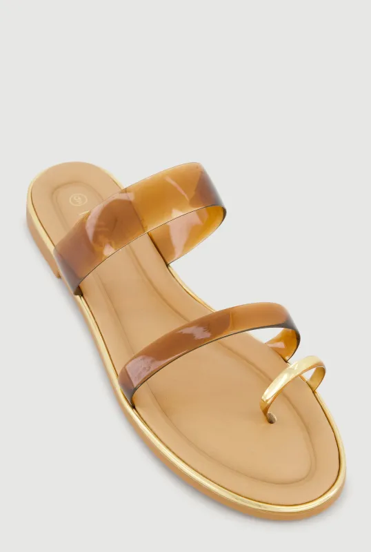 Metallic Toe Loop Double Band Jelly Sandals made by Rainbow
