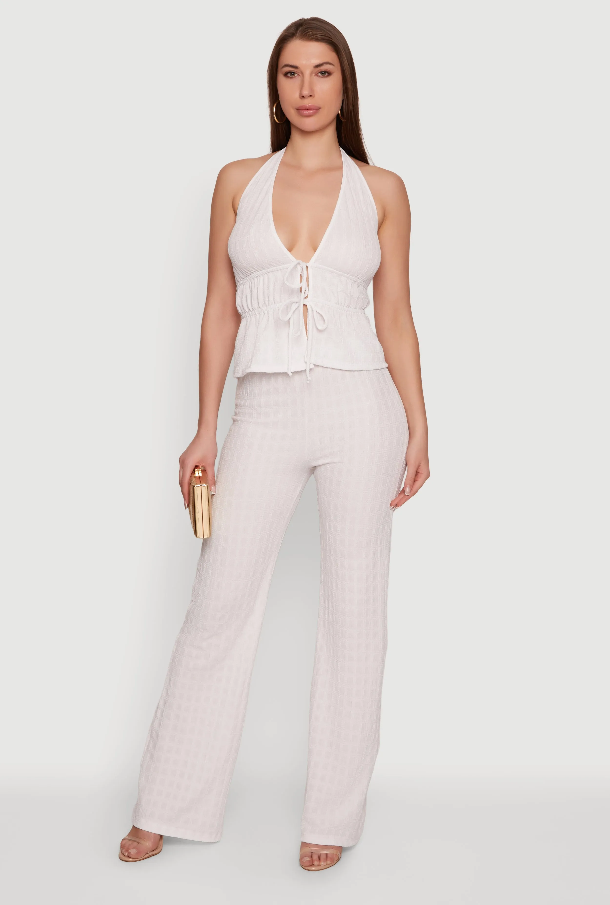 Textured Knit Straight Leg Pull On Pants sold by Rainbow