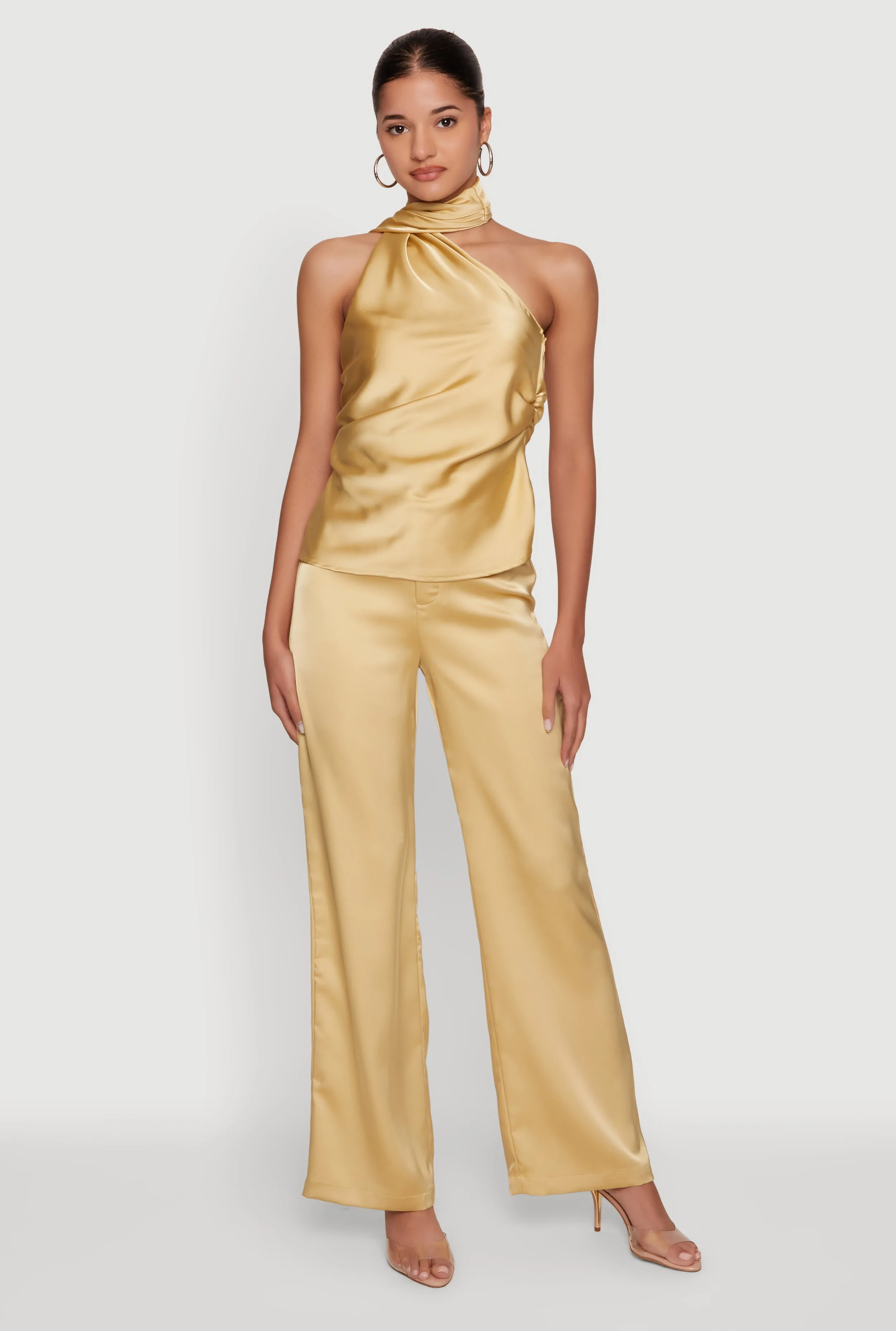 Satin Zip Front High Waisted Dress Pants sold by Rainbow product image thumbnail 3