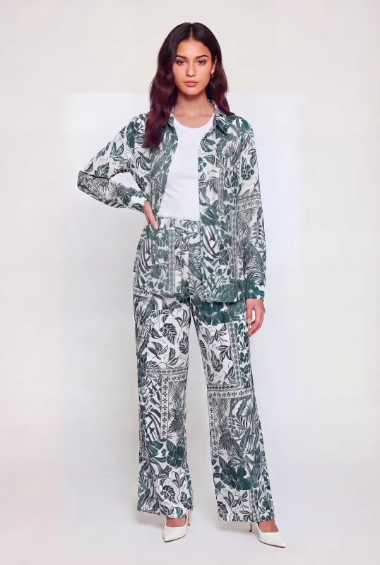 Floral Printed Pattern High Waisted Straight Leg Pants made by Rainbow
