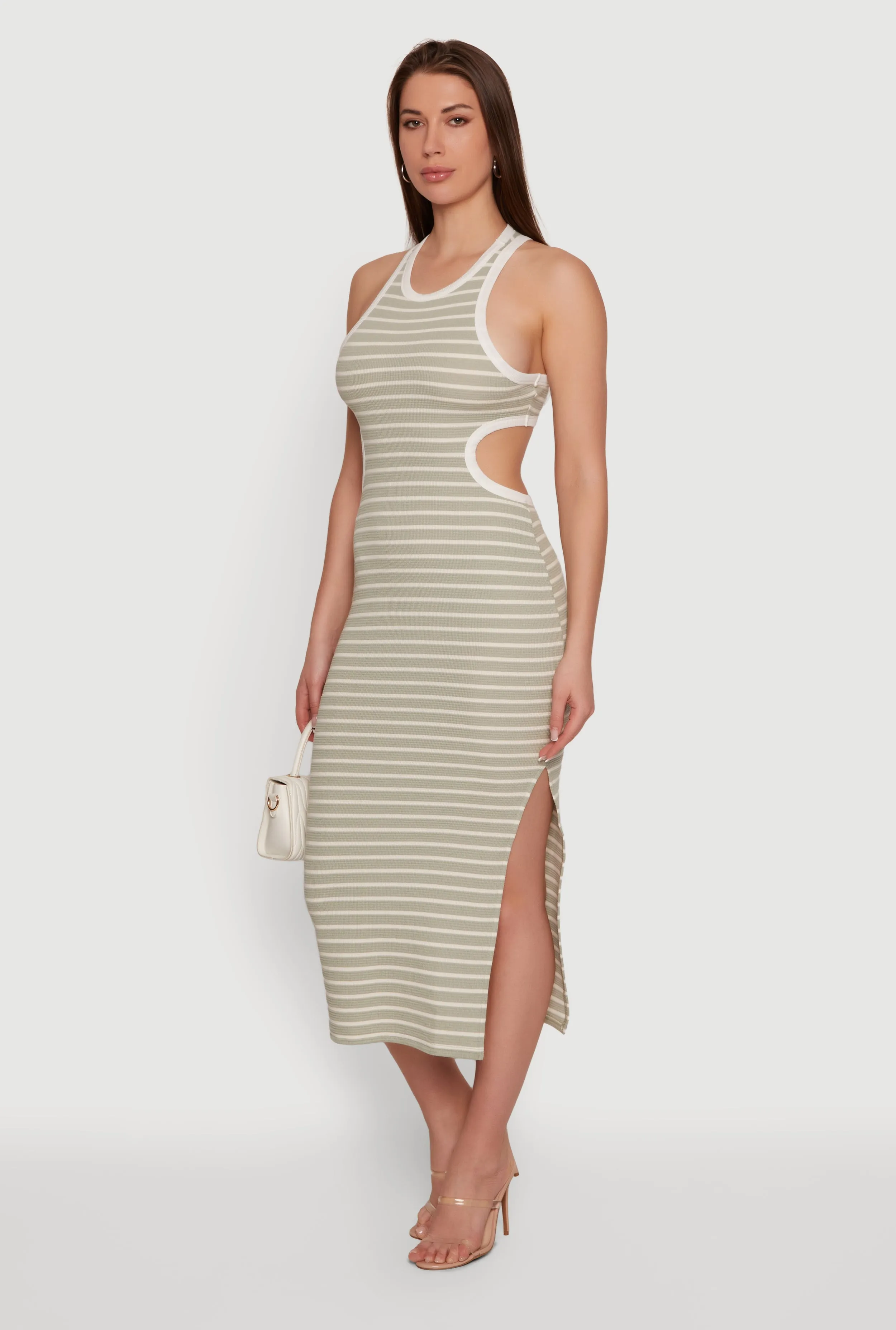 Striped Rib Knit Cutout Side Racerback Dress sold by Rainbow product image thumbnail 2