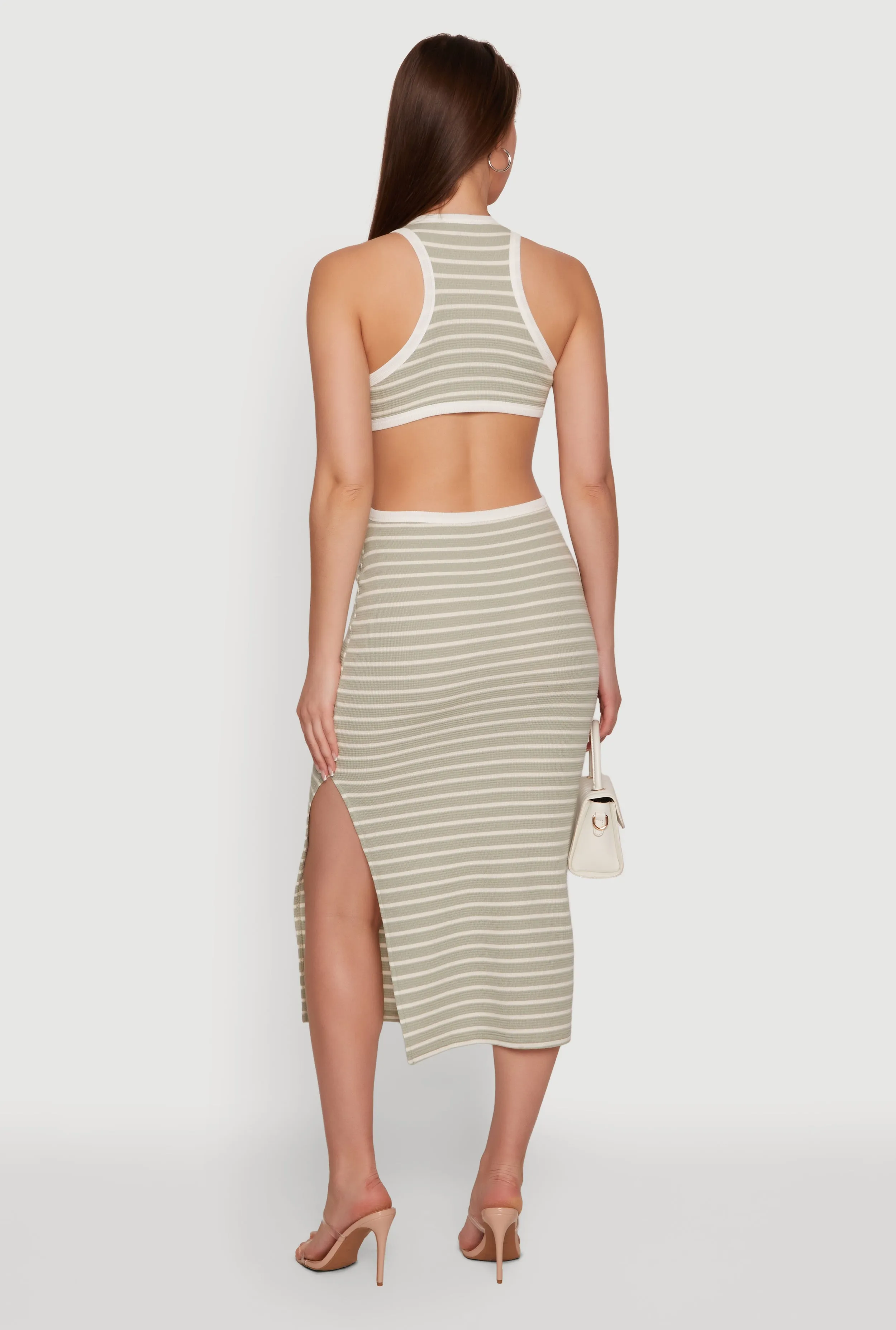 Striped Rib Knit Cutout Side Racerback Dress sold by Rainbow product image thumbnail 3