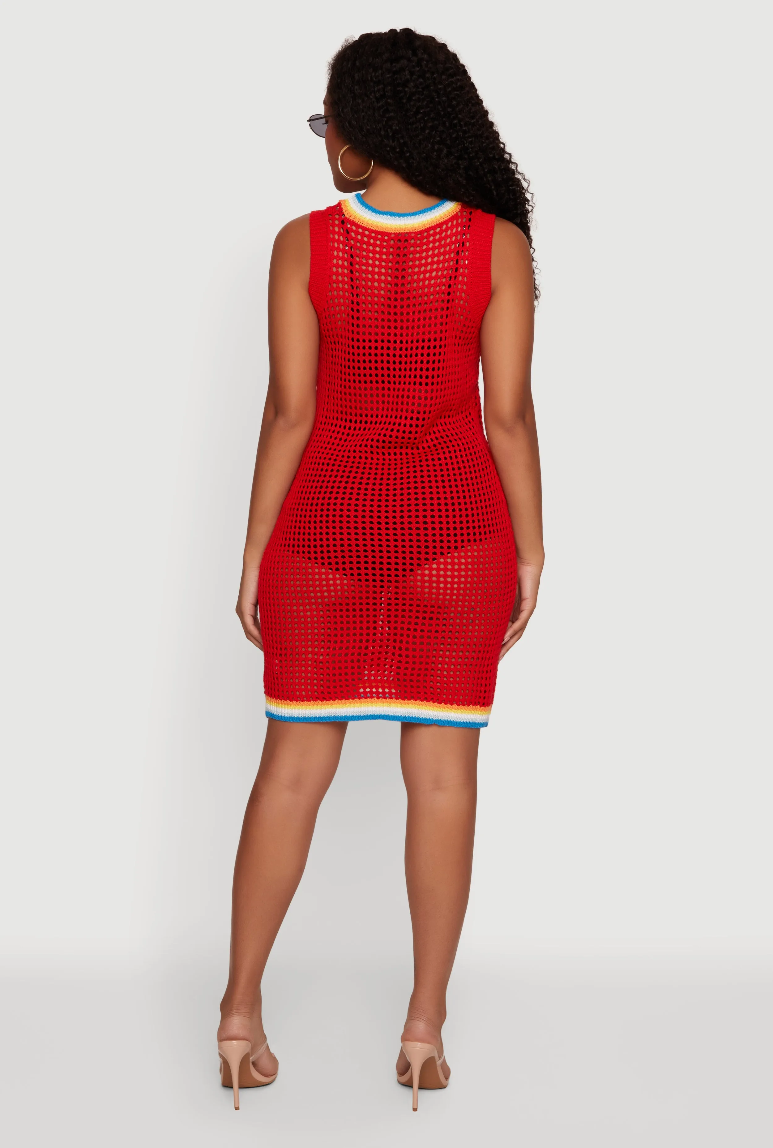 Number Graphic Rainbow Trim Crochet Midi Dress sold by Rainbow product image thumbnail 3