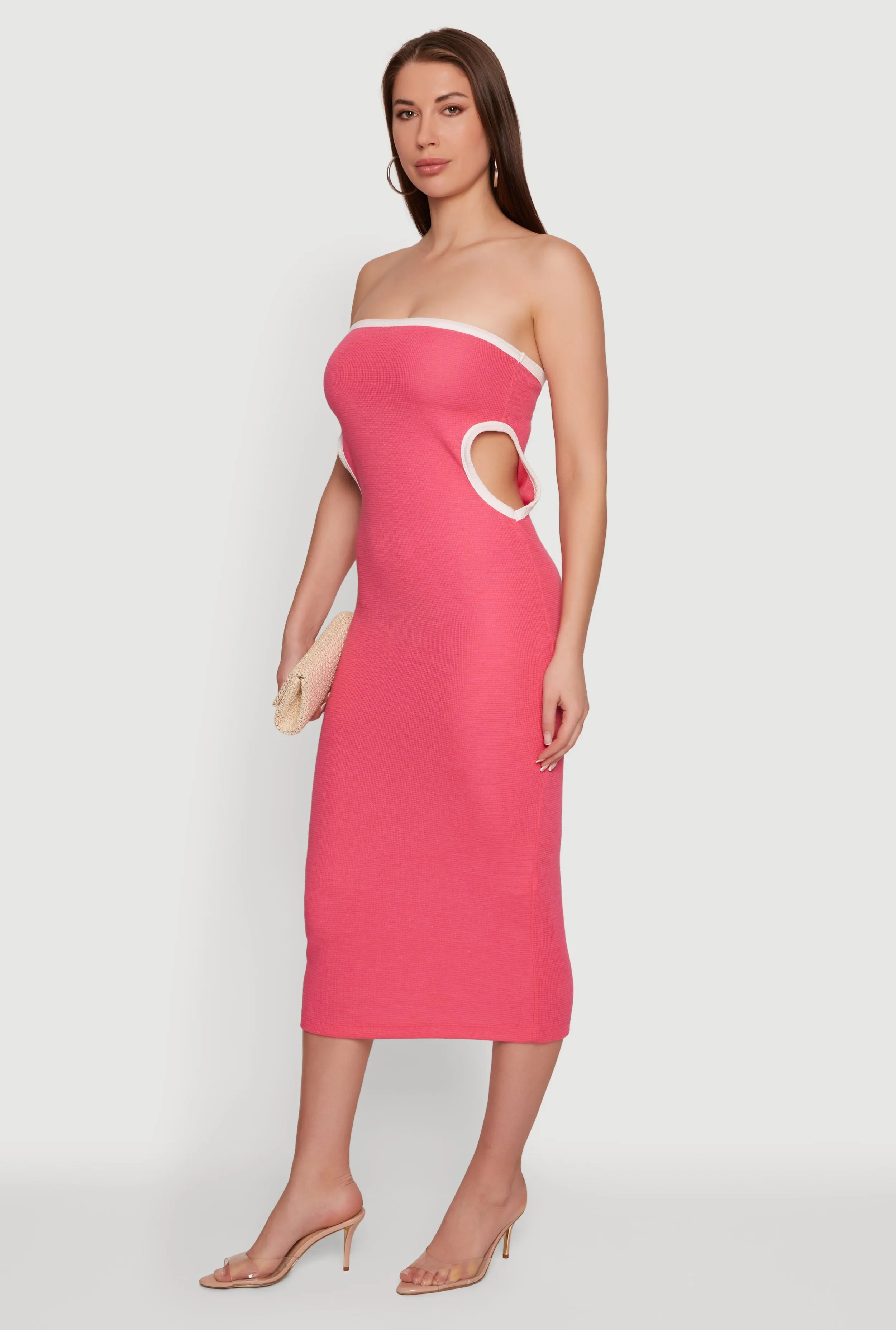 Contrast Trim Cutout Side Tube Midi Dress sold by Rainbow product image thumbnail 2