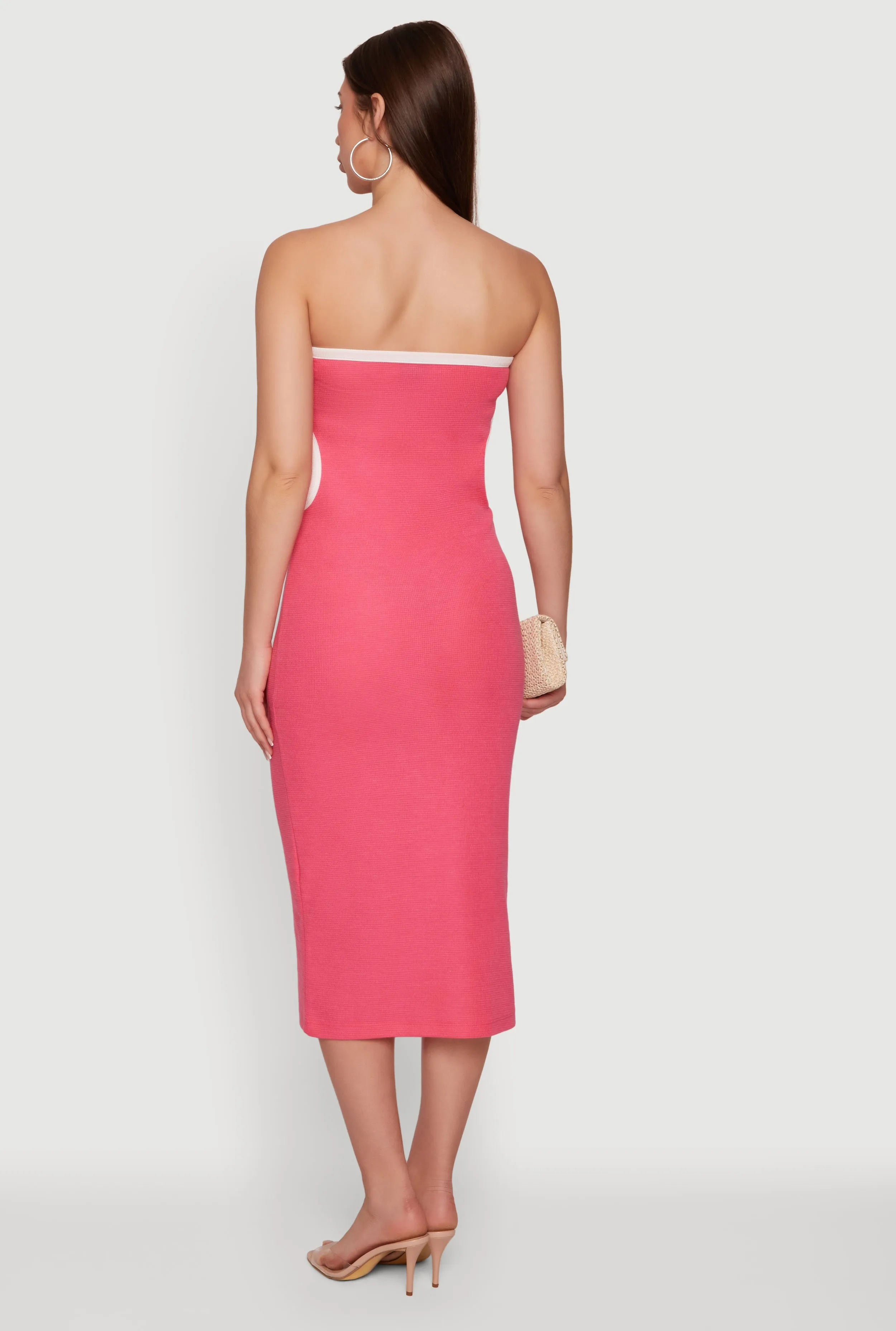 Contrast Trim Cutout Side Tube Midi Dress sold by Rainbow product image thumbnail 3