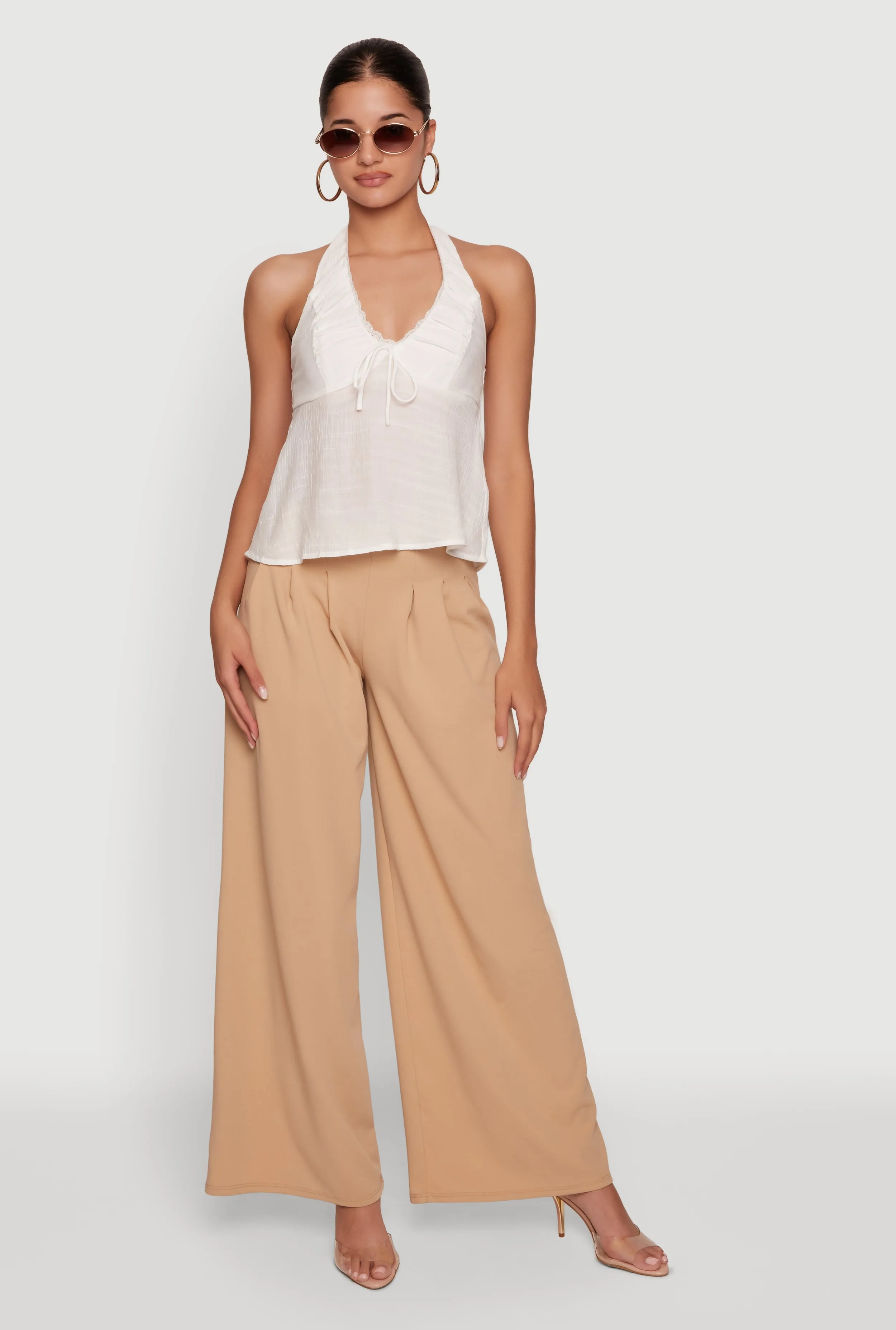 Crepe Knit Pleated Pull On Dress Pants sold by Rainbow