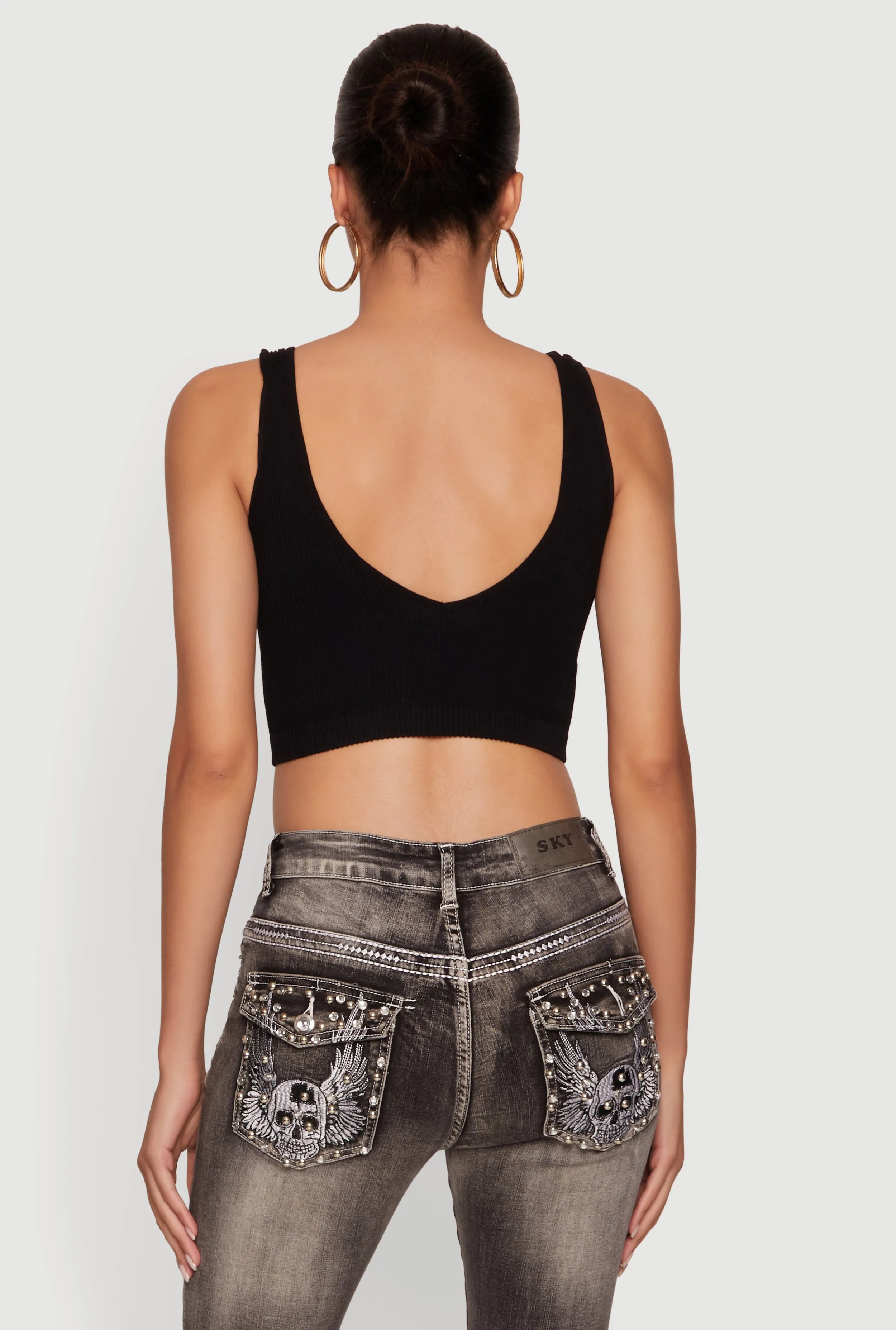 Seamless Ribbed Rhinestone Keyhole Crop Top sold by Rainbow product image thumbnail 5