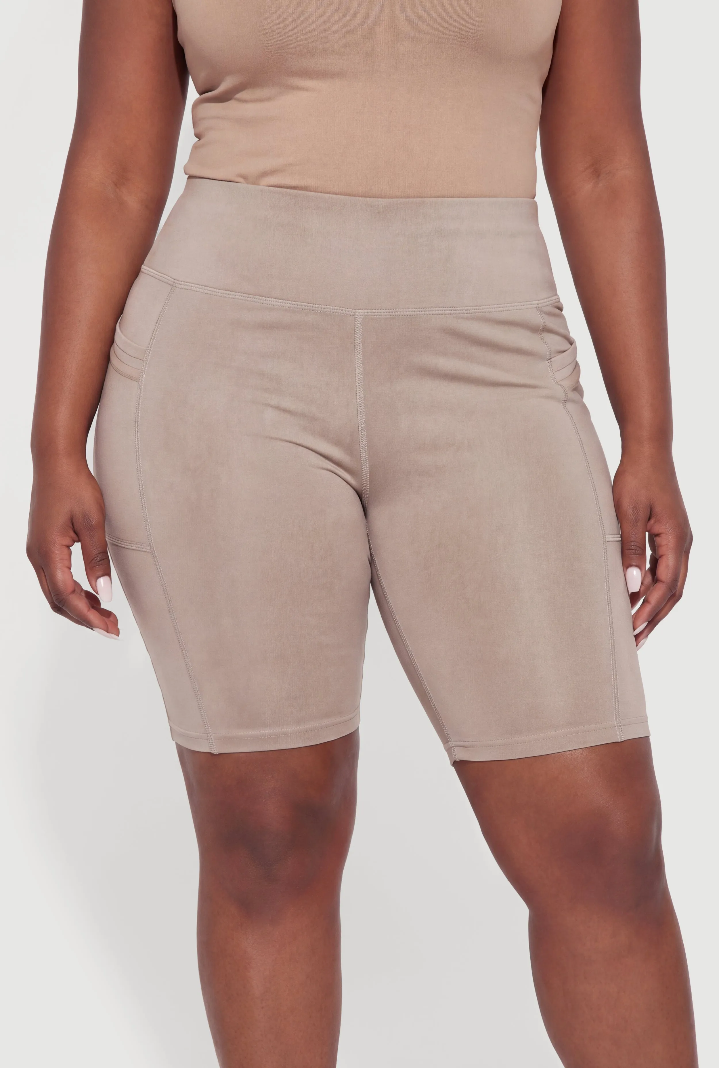 Plus Size High Waisted Double Cell Phone Pocket Biker Shorts sold by Rainbow product image thumbnail 3