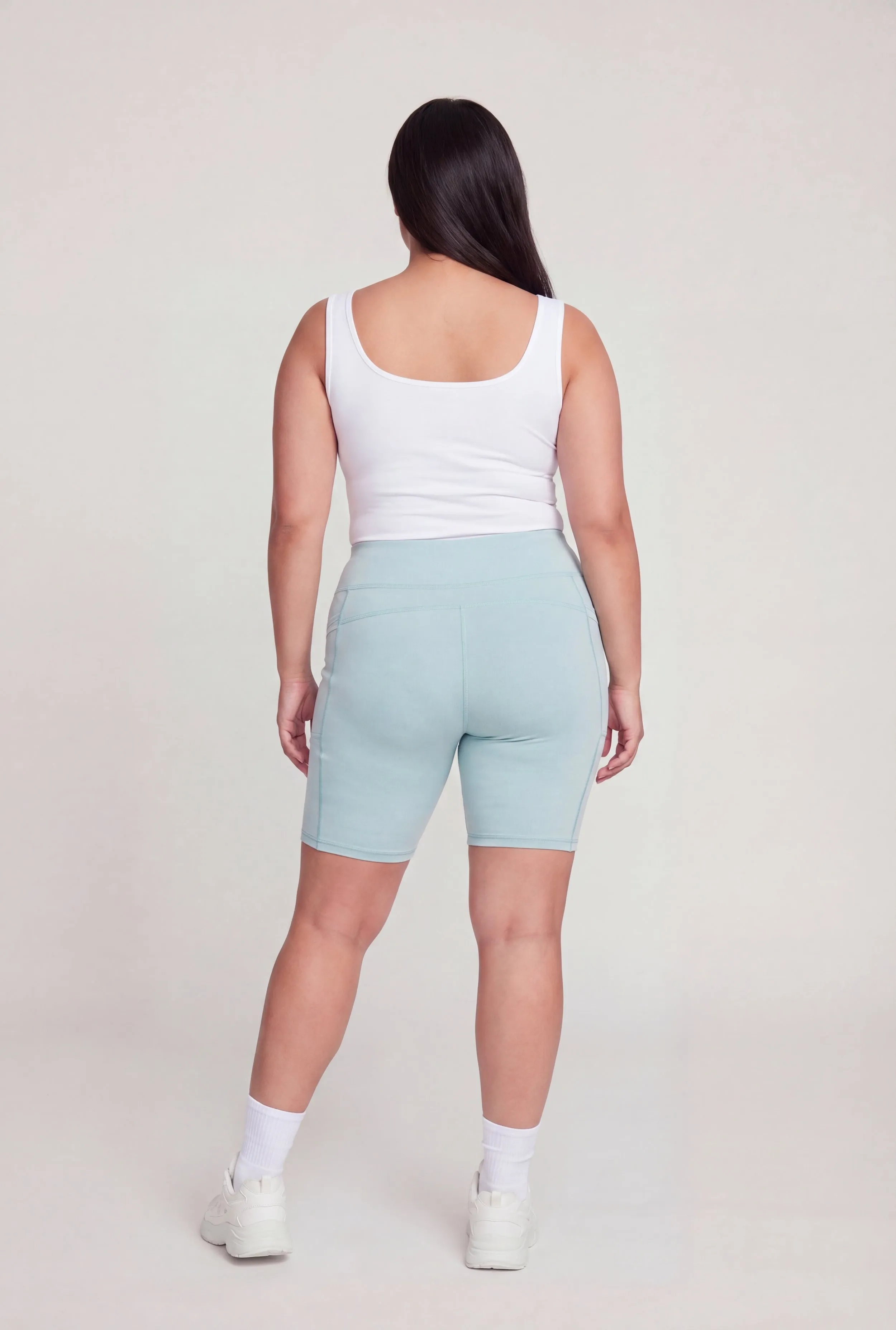 Plus Size High Waisted Double Cell Phone Pocket Biker Shorts sold by Rainbow product image thumbnail 5