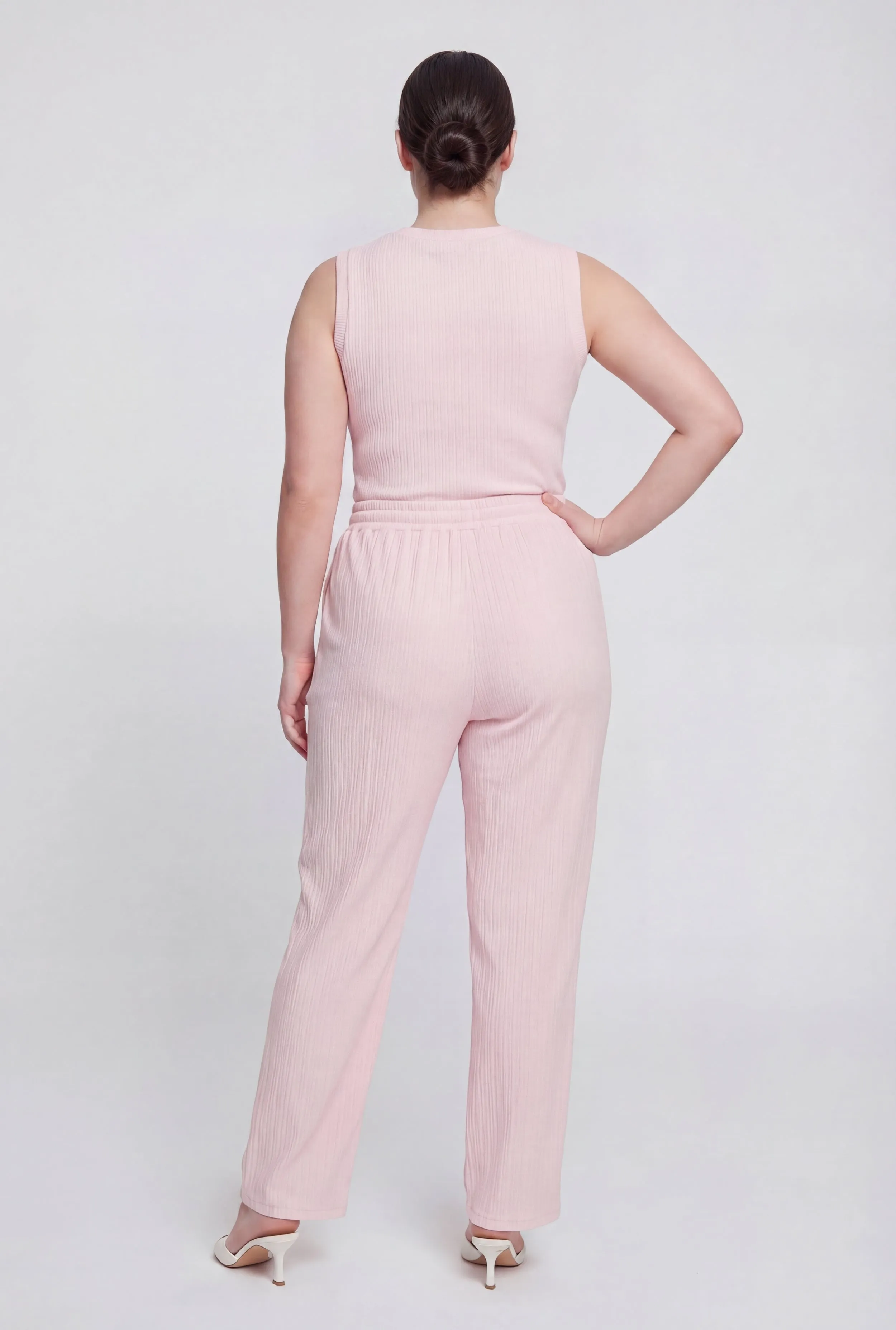 Plus Size Rib Knit High Waisted Wide Leg Pants sold by Rainbow product image thumbnail 3
