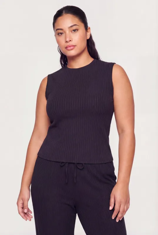 Plus Size Sleeveless Ribbed Knit Tank Top made by Rainbow