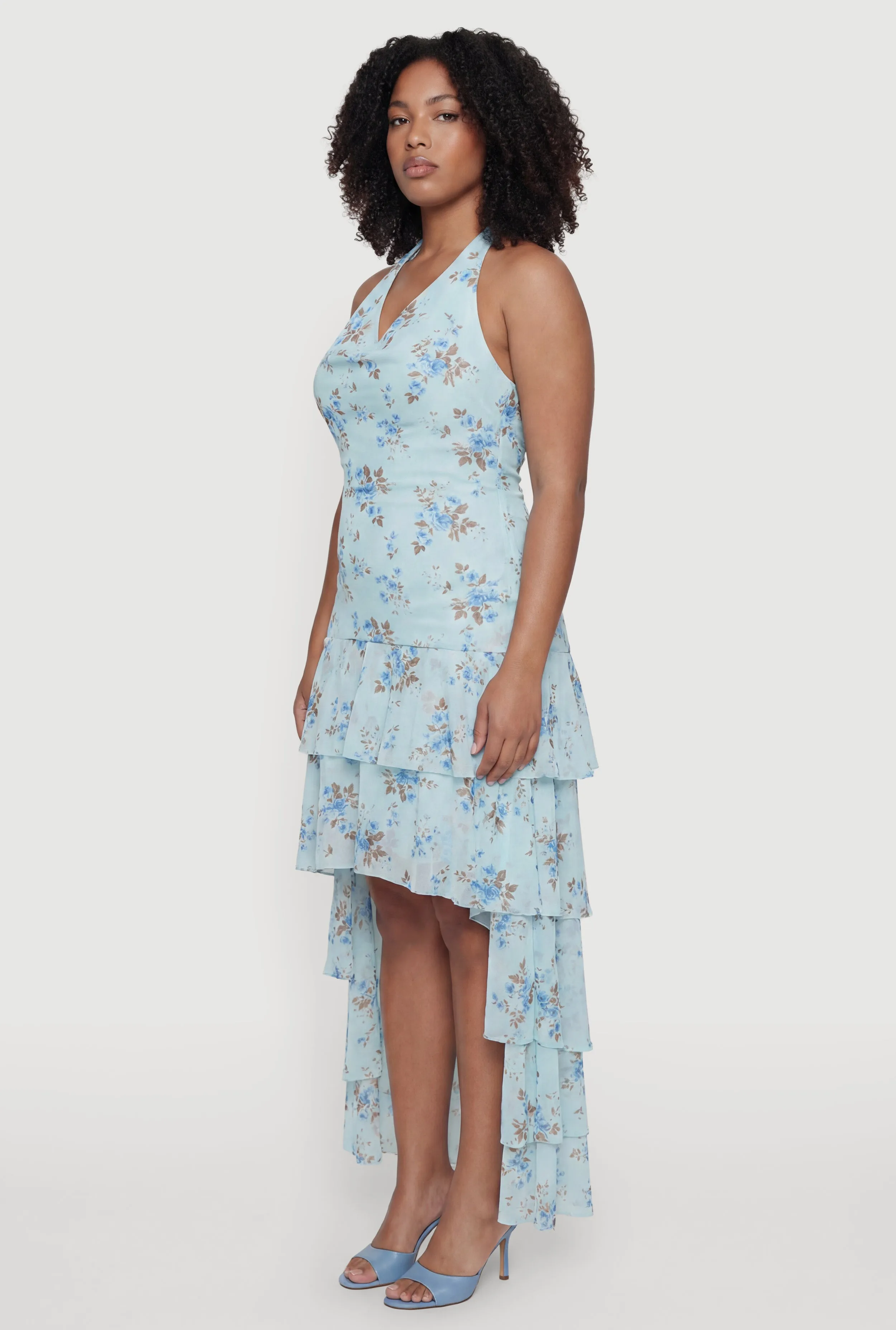 Plus Size Floral Ruffle Tiered High Low Dress sold by Rainbow product image thumbnail 2