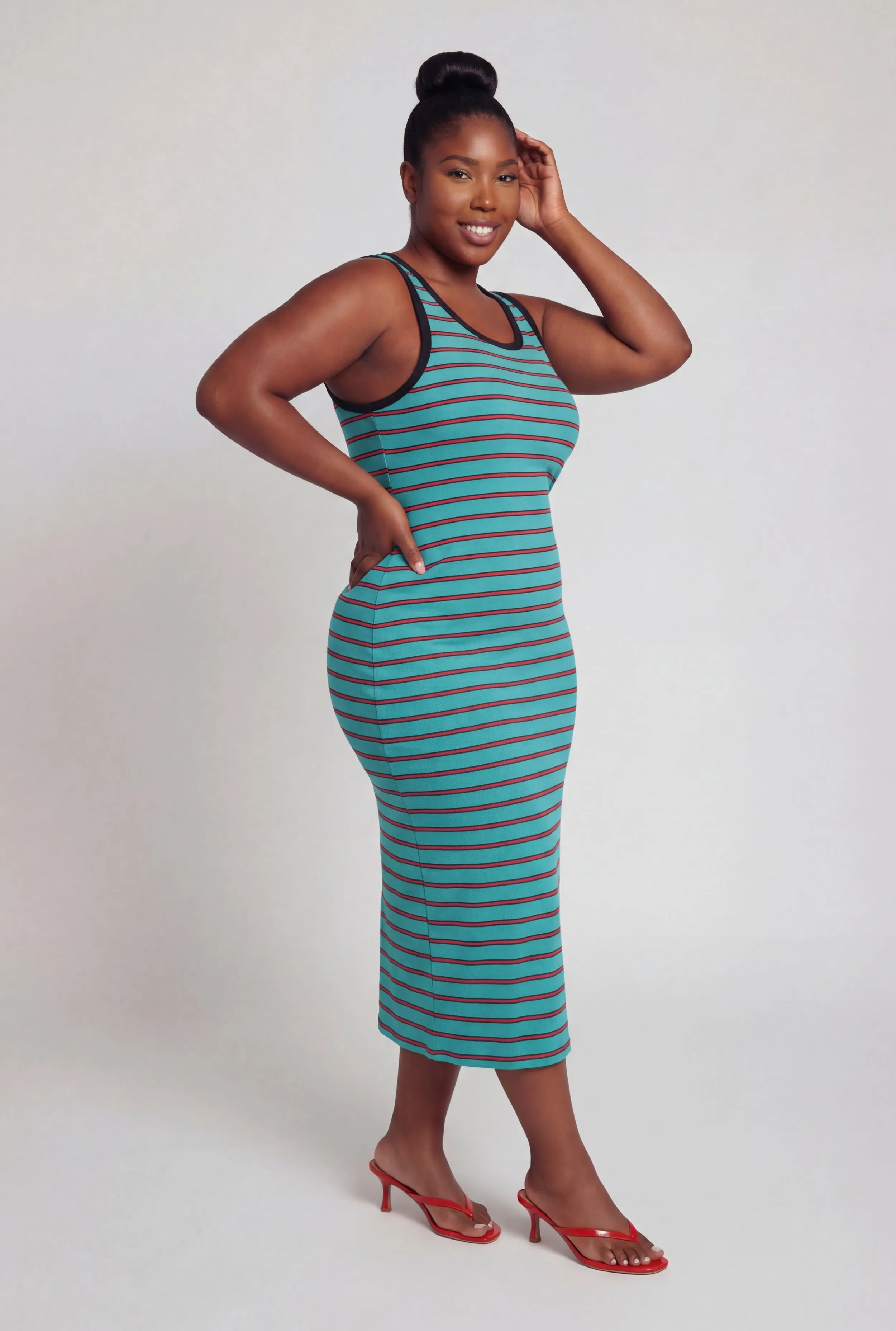 Plus Size Side Slit Striped Tank Midi Dress sold by Rainbow product image thumbnail 2