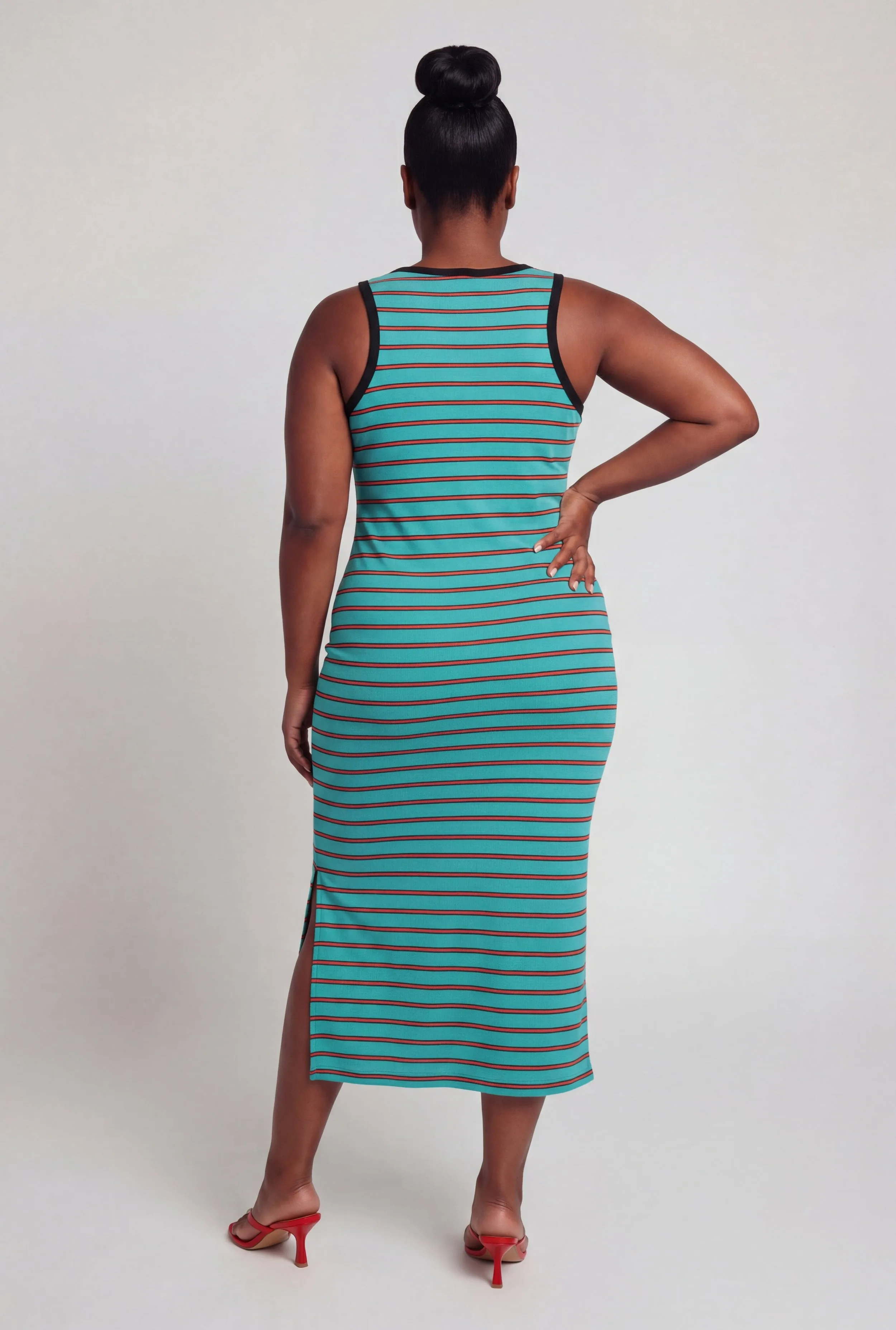 Plus Size Side Slit Striped Tank Midi Dress sold by Rainbow product image thumbnail 3