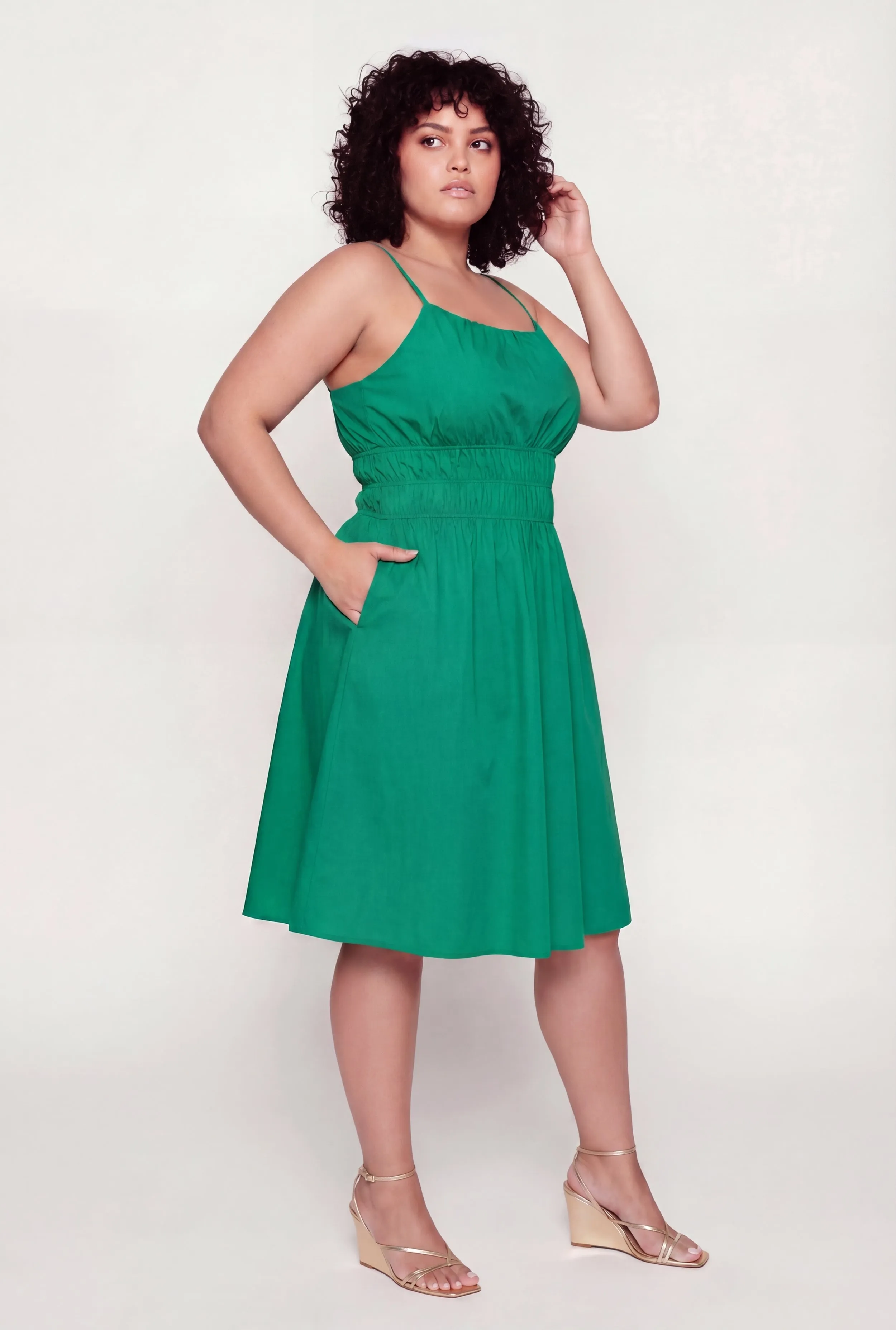 Plus Size Solid Poplin Cami Midi Dress sold by Rainbow product image thumbnail 2