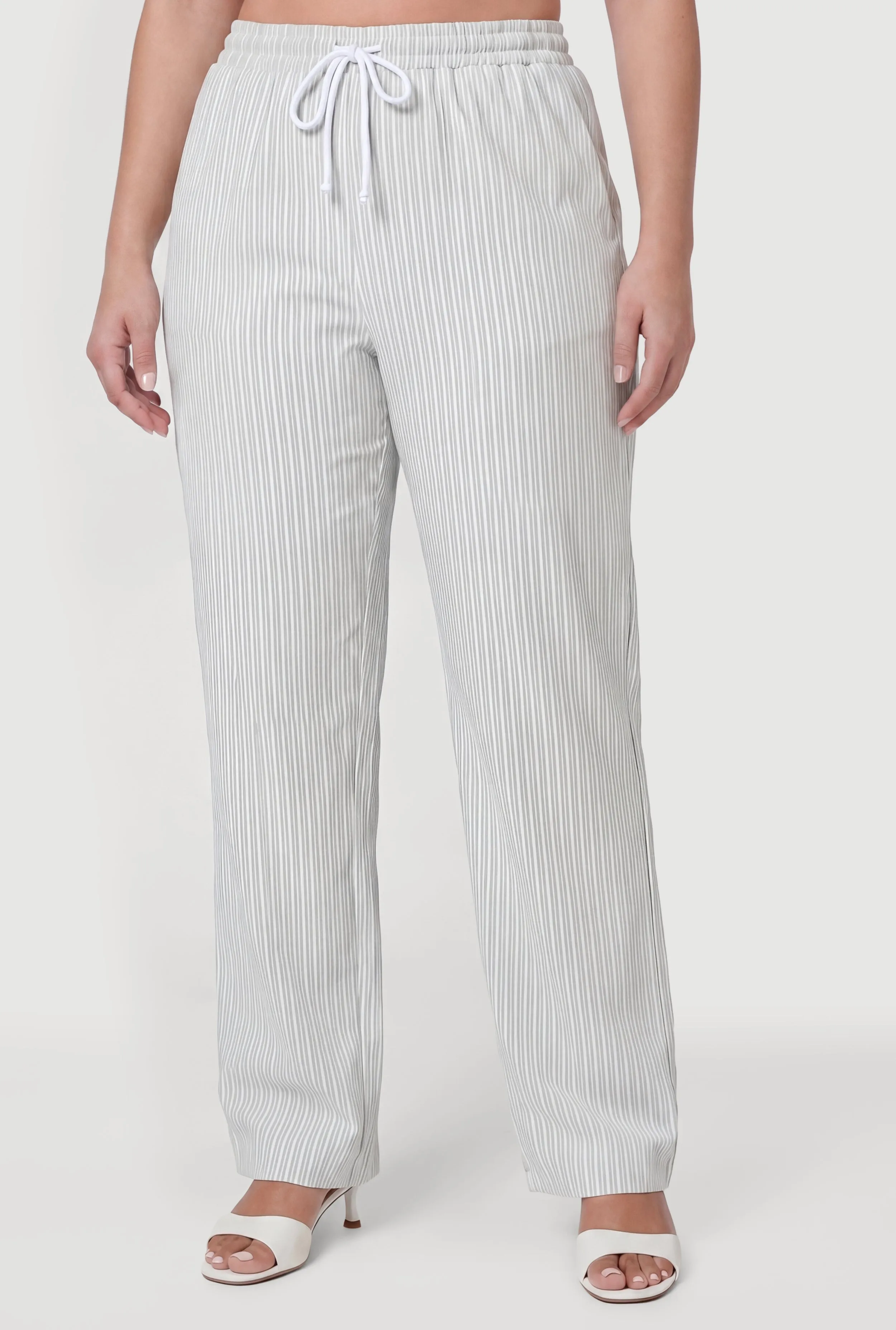 Plus Size Striped Poplin Drawstring Waist Pants sold by Rainbow product image thumbnail 2