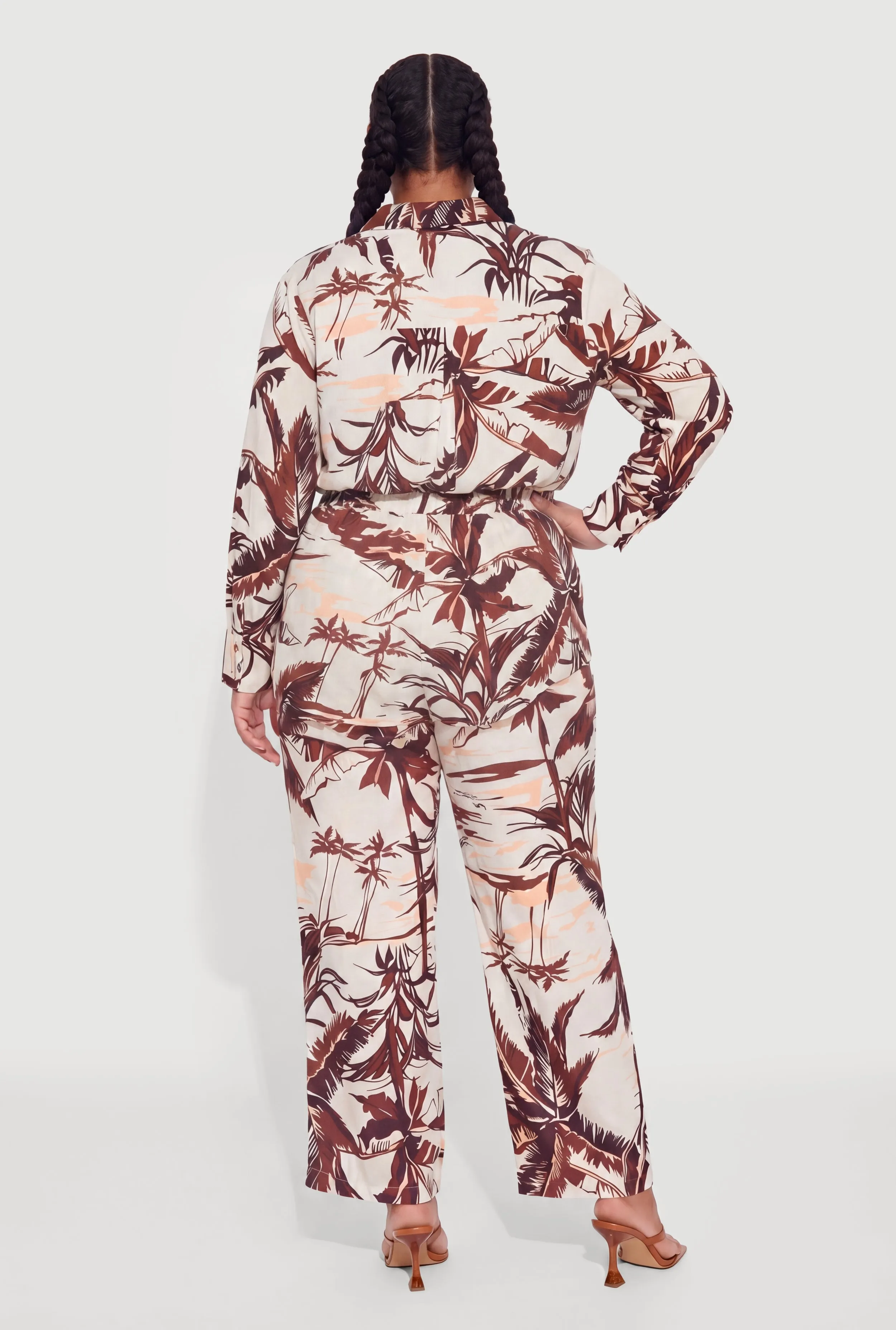 Plus Size Palm Tree Print Wide Leg Pants sold by Rainbow product image thumbnail 5