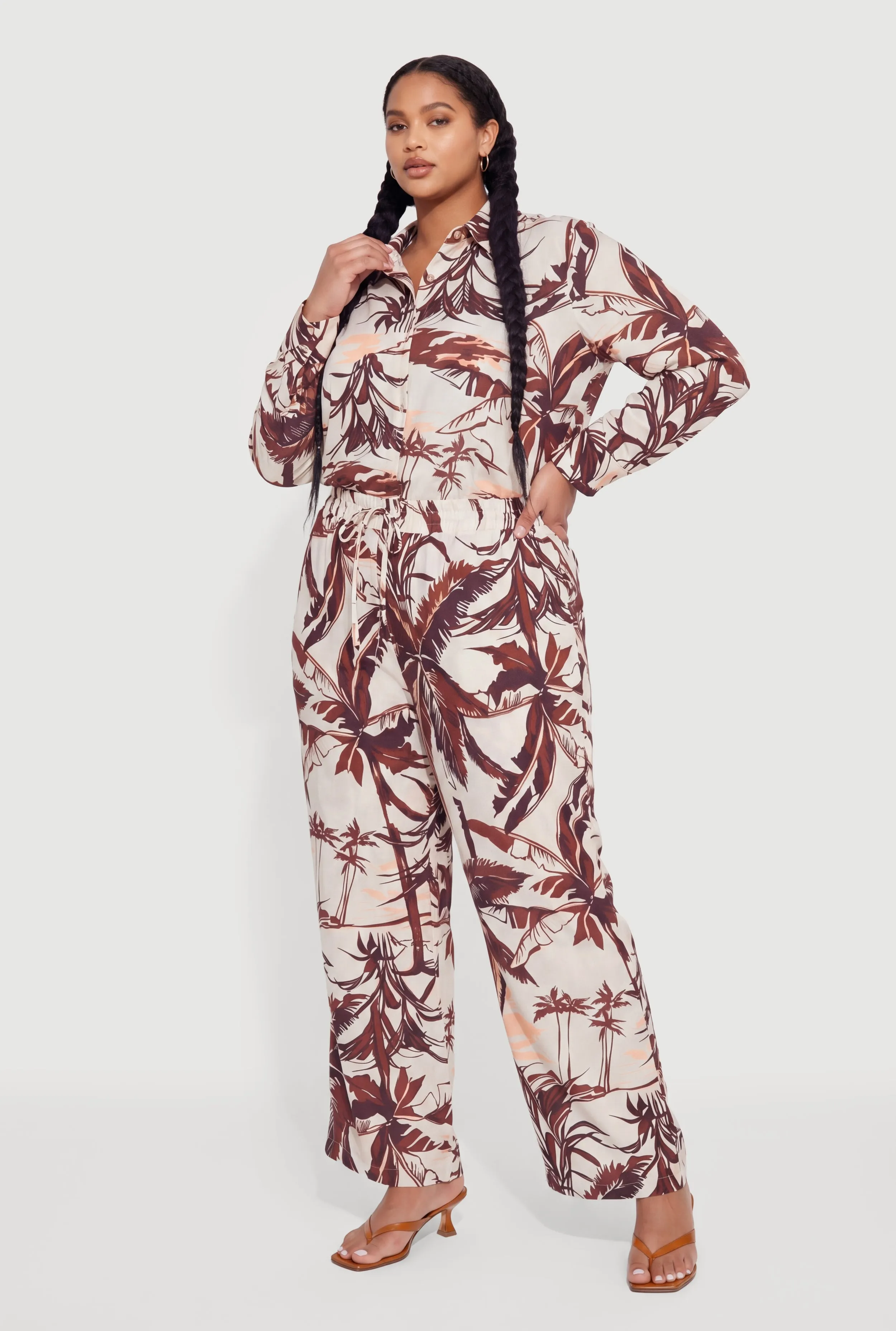 Plus Size Palm Tree Print Wide Leg Pants sold by Rainbow product image thumbnail 2