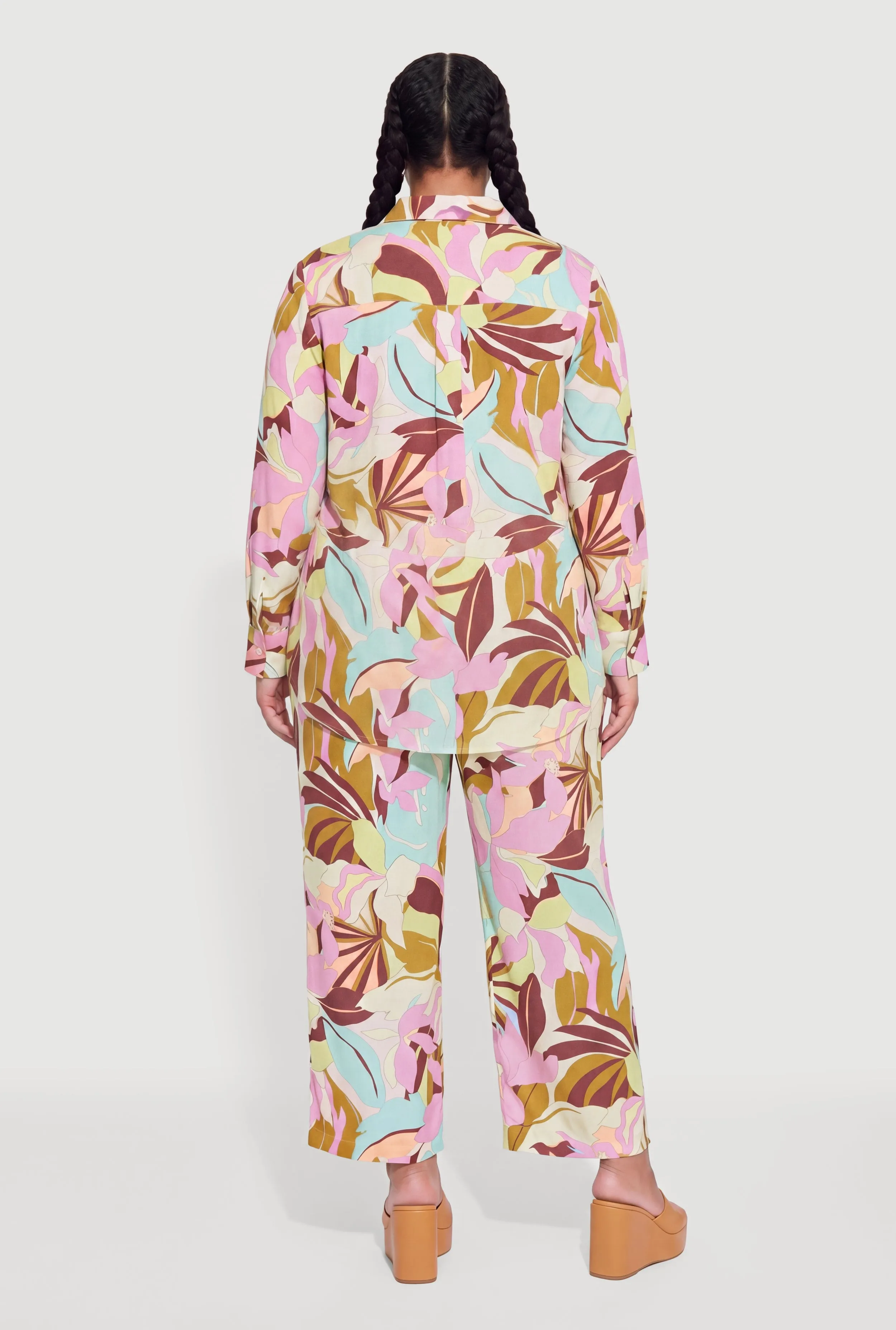 Plus Size Abstract Floral Print Button Front Shirt sold by Rainbow product image thumbnail 5
