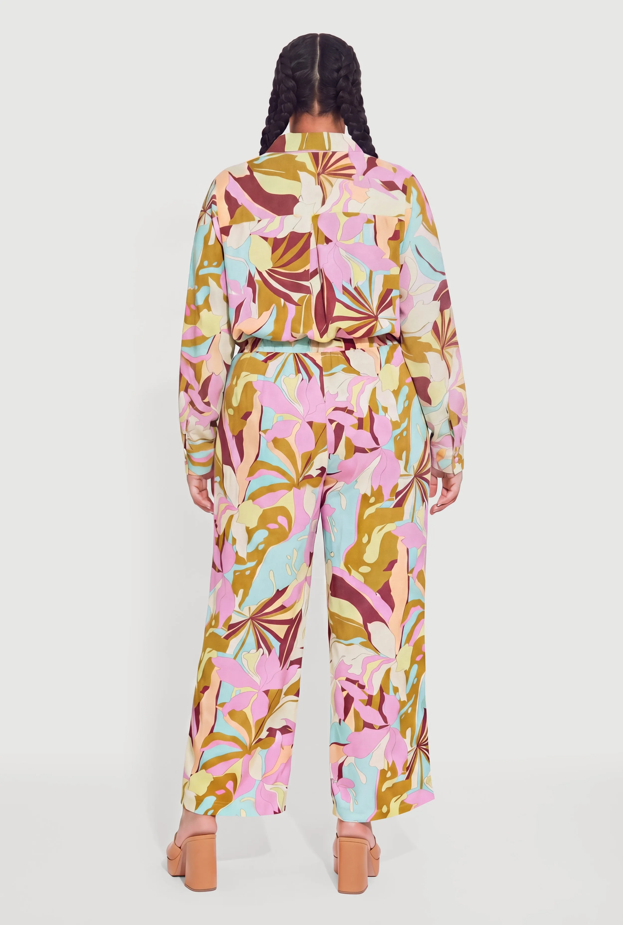 Plus Size Abstract Floral Print Wide Leg Pants sold by Rainbow product image thumbnail 3