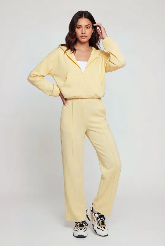 High Waisted Pintuck Detail Modal Pull On Pants made by Rainbow