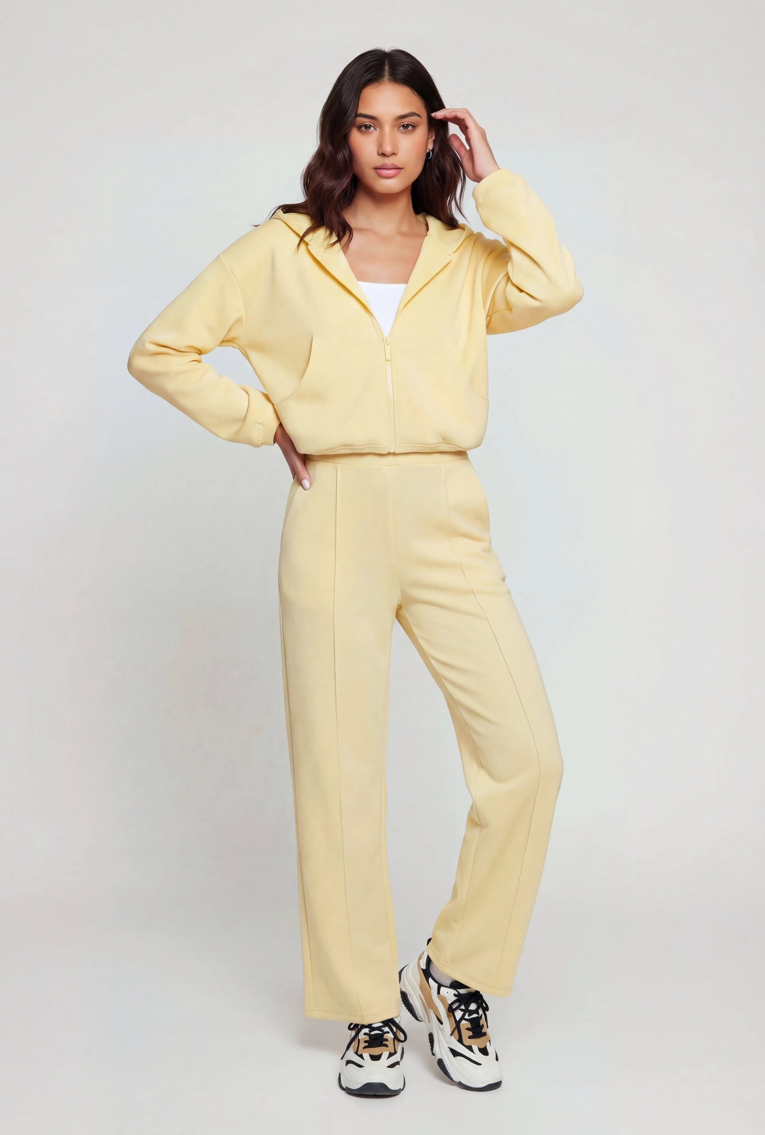 High Waisted Pintuck Detail Modal Pull On Pants sold by Rainbow