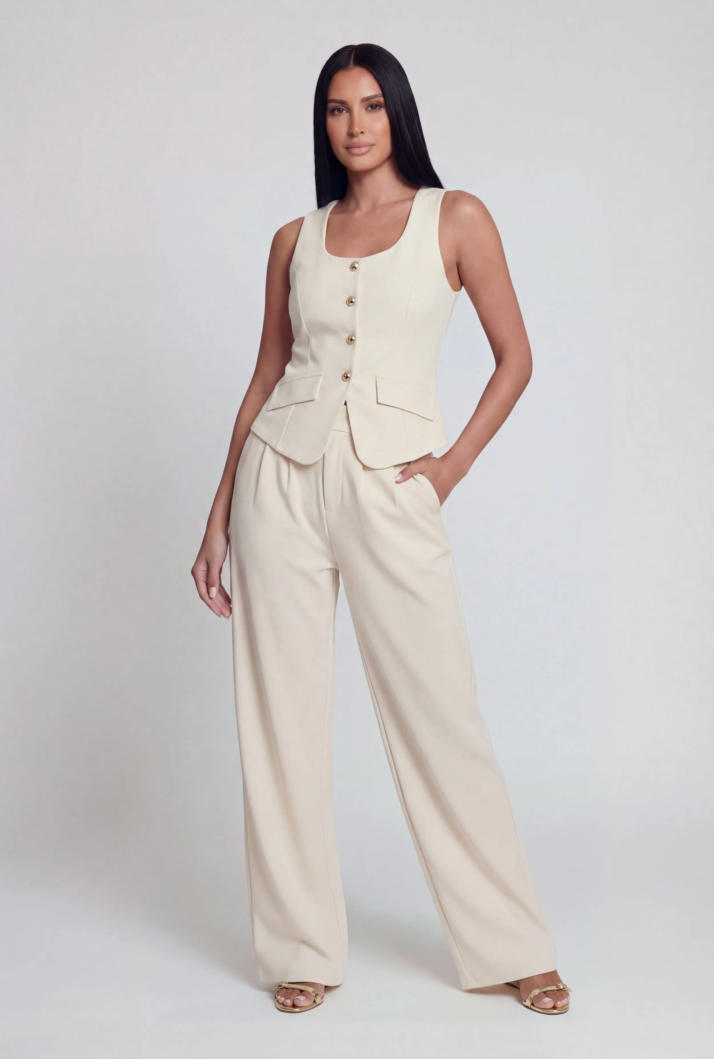 High Waisted Pleated Wide Leg Dress Pants sold by Rainbow