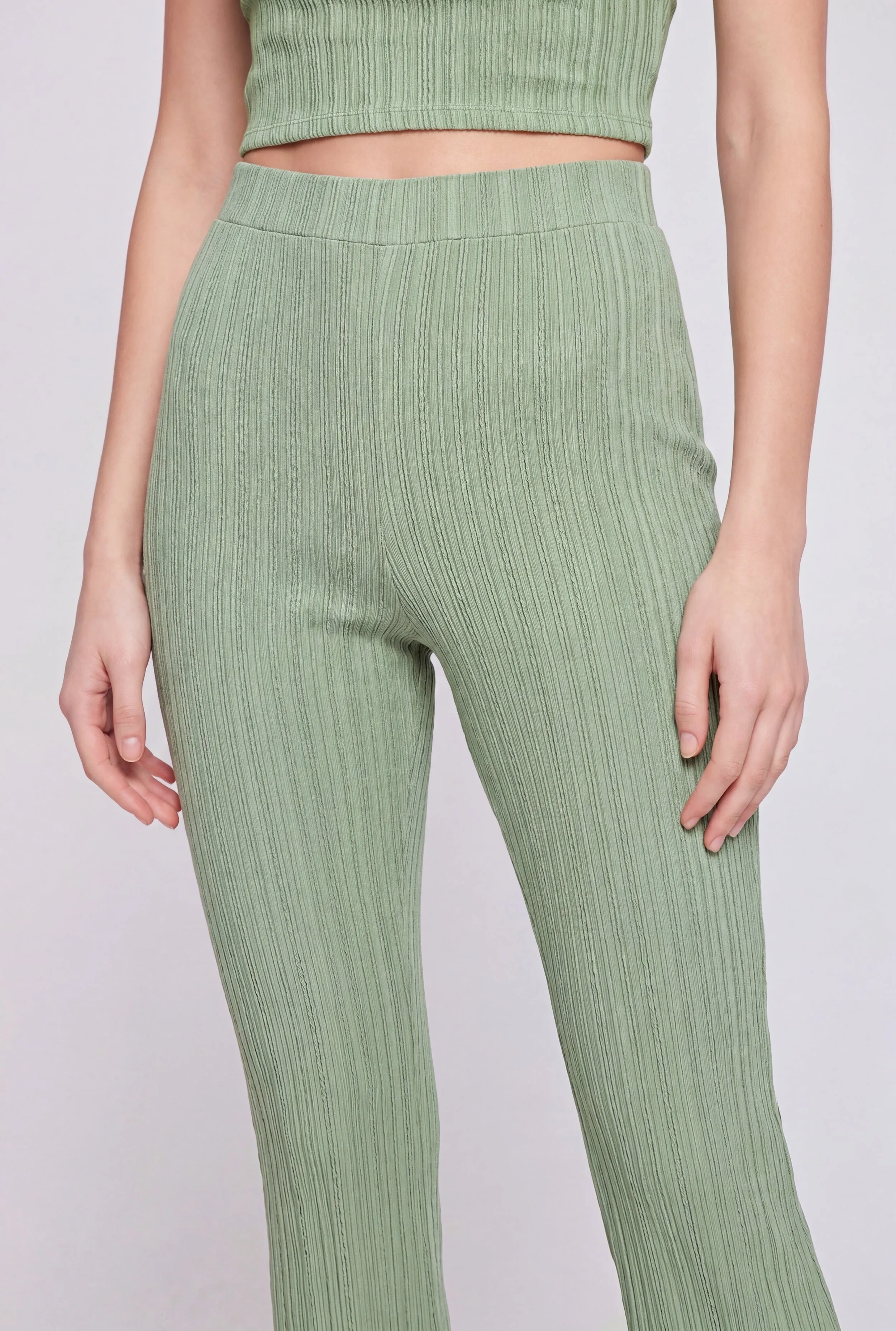 High Waisted Textured Knit Boot Cut Pants sold by Rainbow product image thumbnail 2