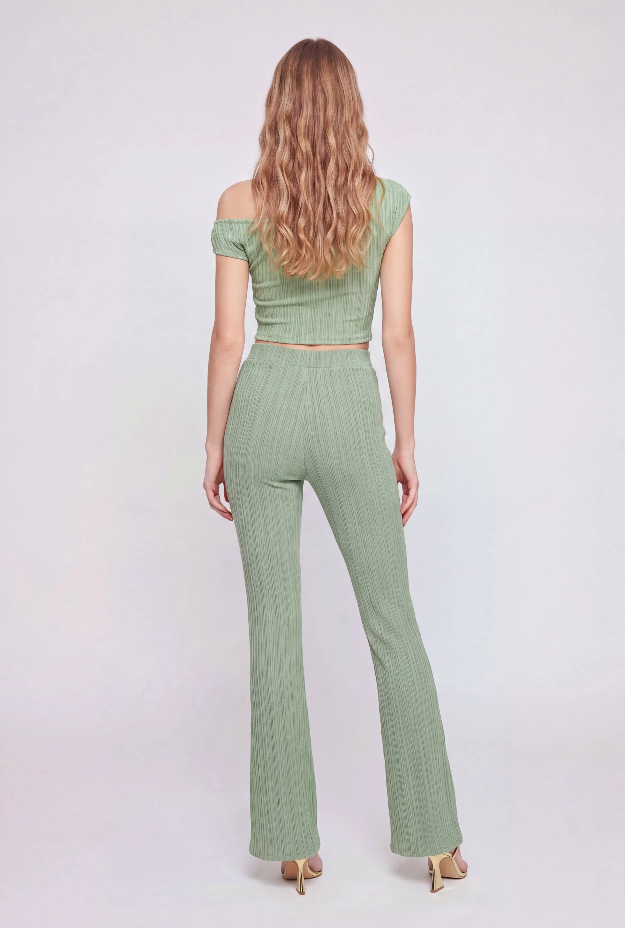 High Waisted Textured Knit Boot Cut Pants sold by Rainbow product image thumbnail 3