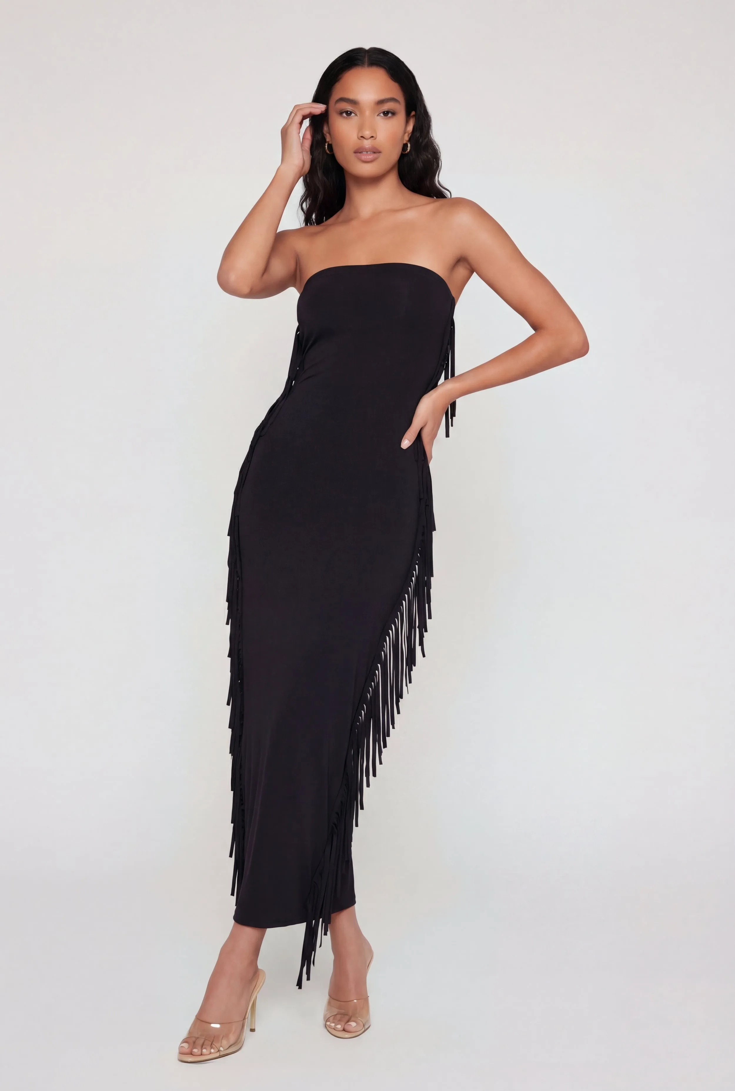Side Fringe Back Slit Tube Dress sold by Rainbow product image thumbnail 2