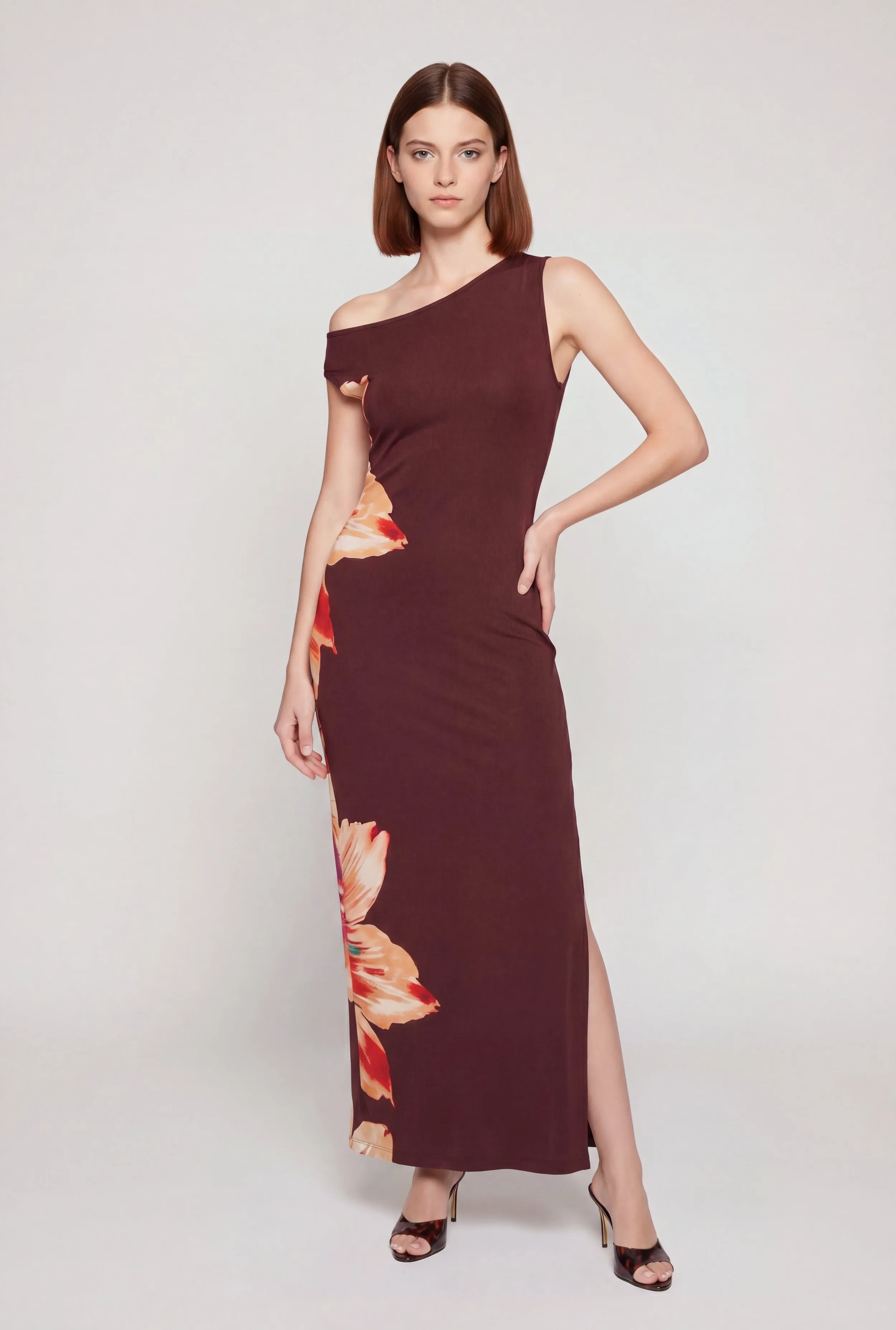 Floral One Shoulder Side Slit Maxi Dress sold by Rainbow