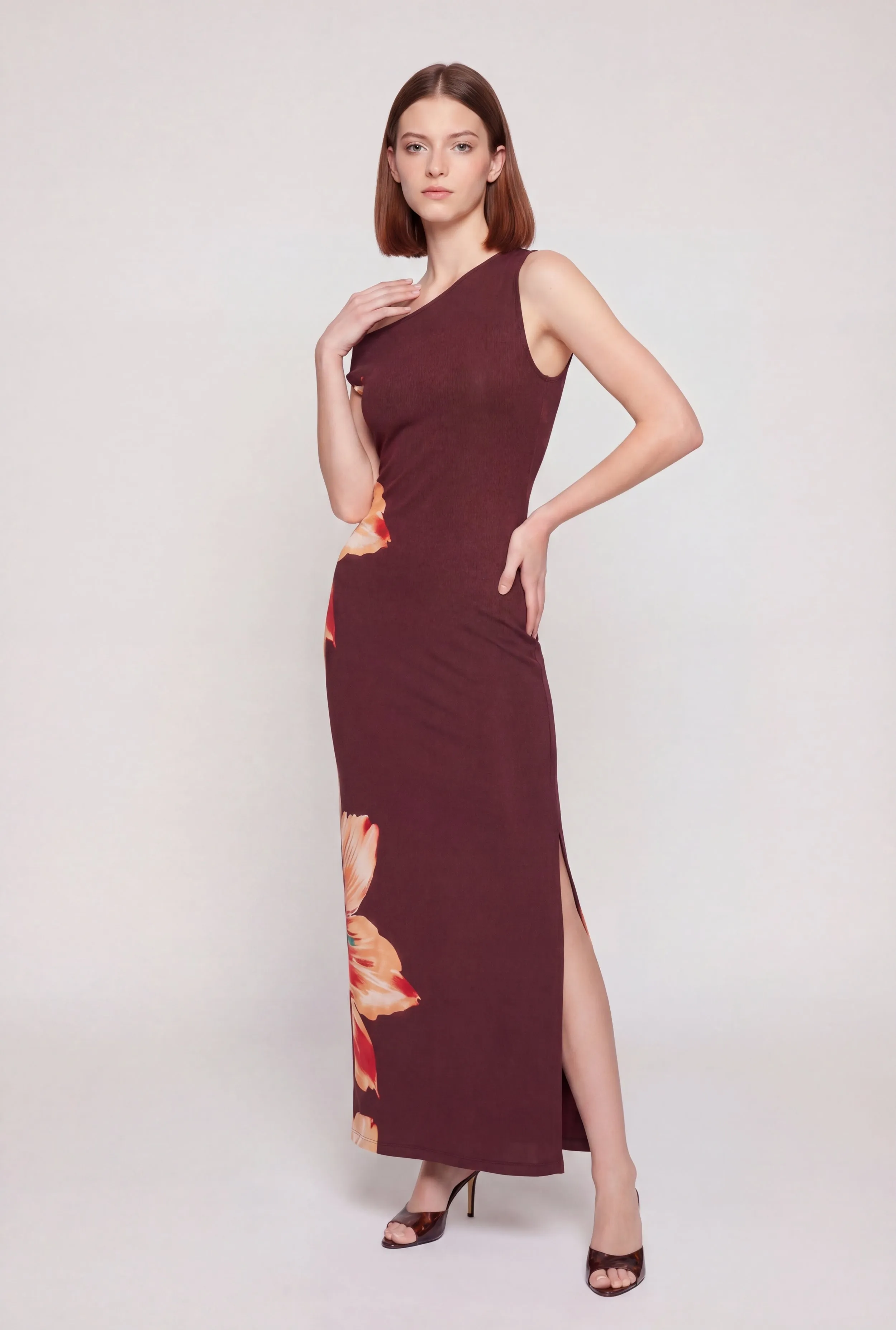 Floral One Shoulder Side Slit Maxi Dress sold by Rainbow product image thumbnail 2