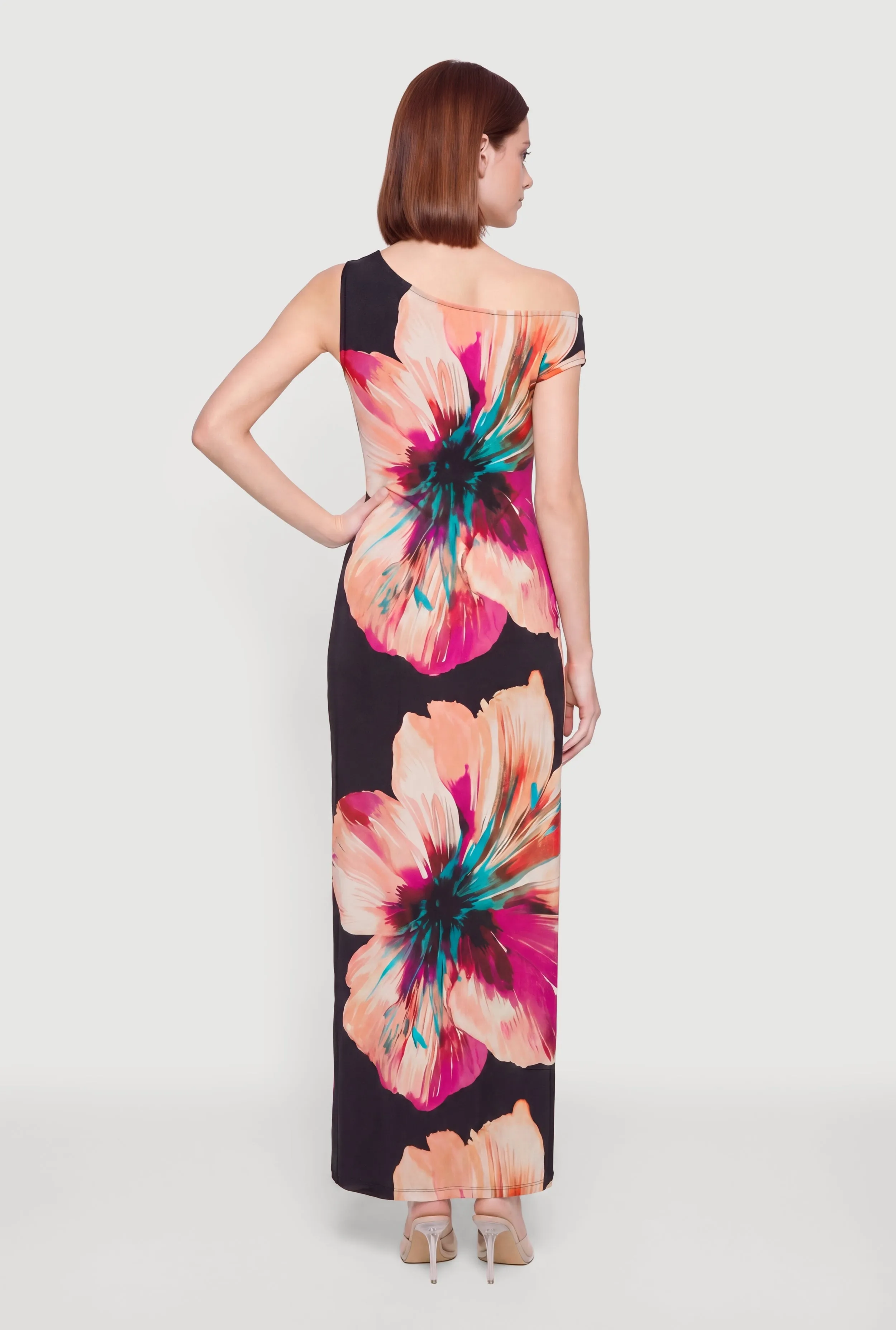 Floral One Shoulder Side Slit Maxi Dress sold by Rainbow product image thumbnail 3