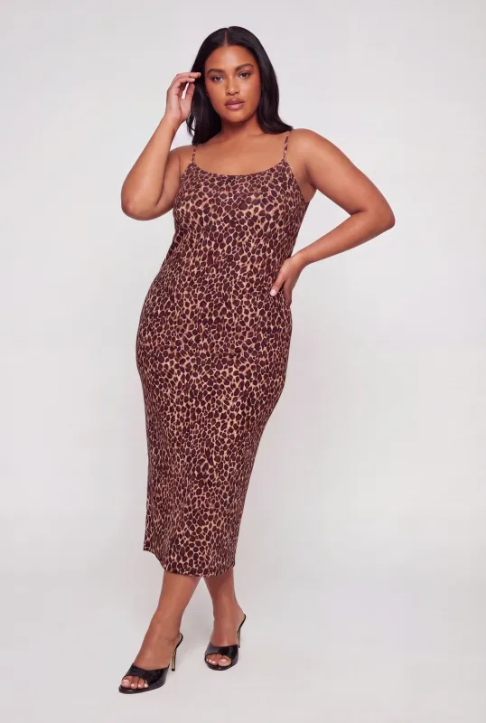 Plus Size Giraffe Print Cami Midi Dress made by Ambiance