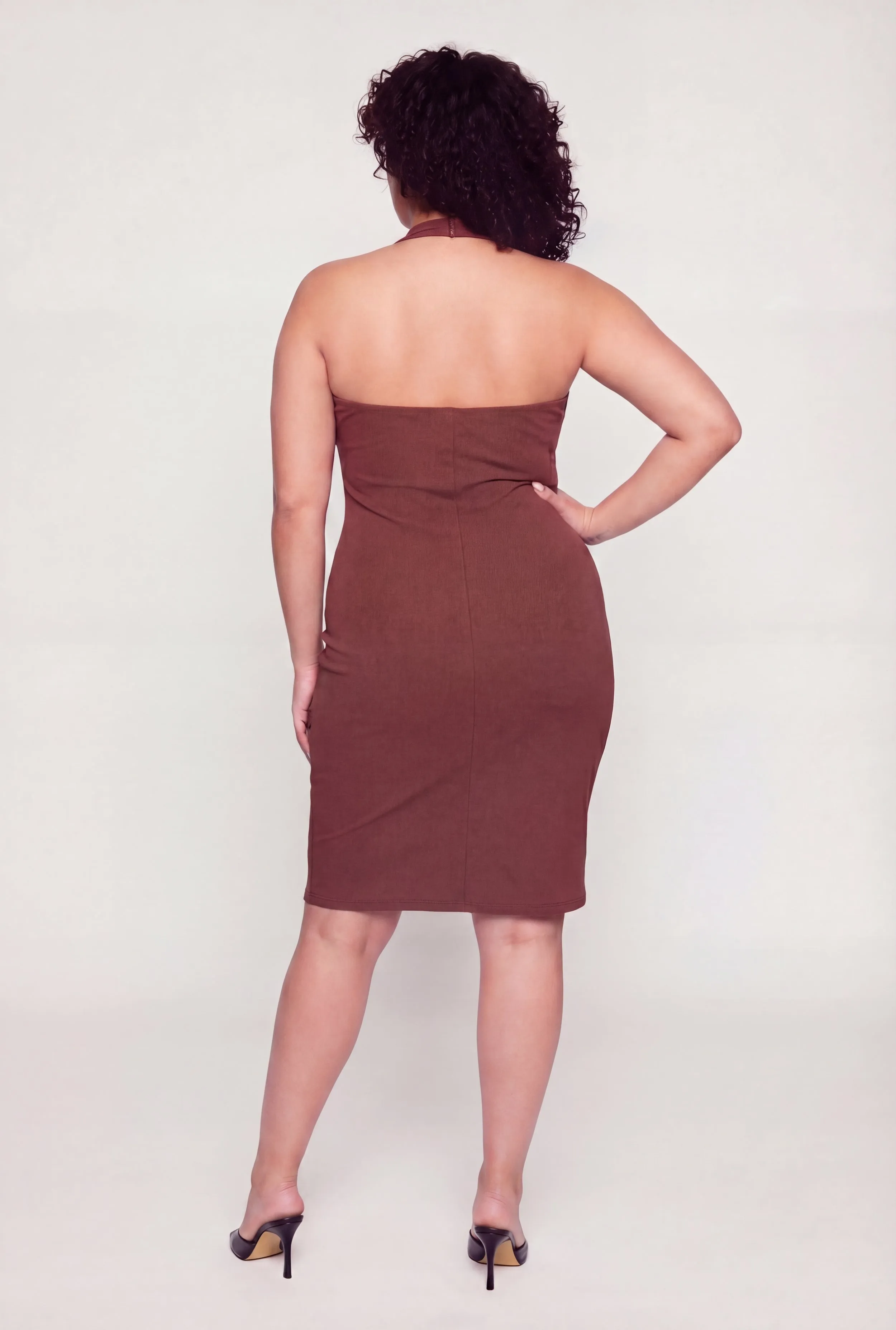 Plus Size Slit Back Midi Halter Dress sold by Rainbow product image thumbnail 3