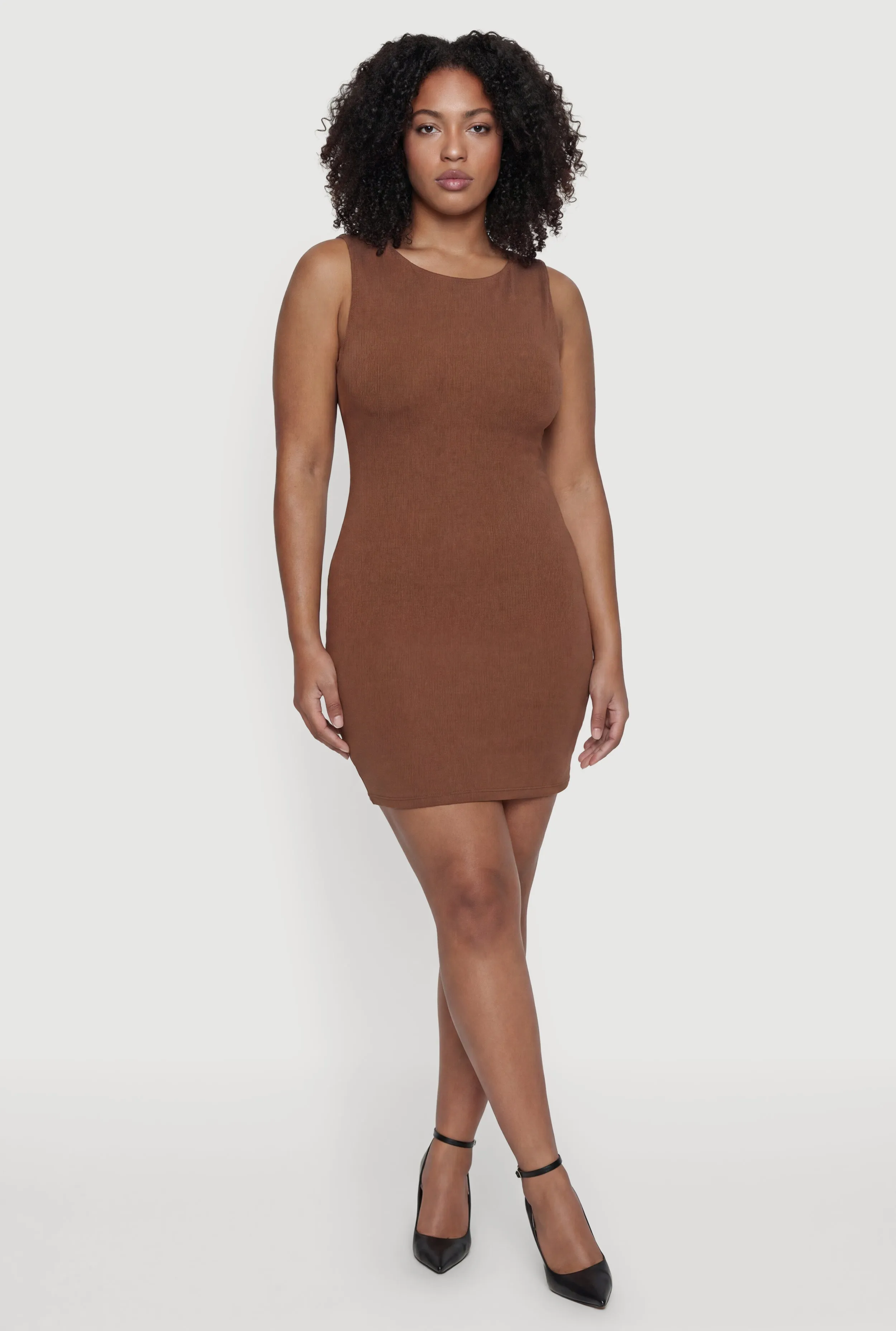 Plus Size Double Layered High Neck Mini Dress sold by Rainbow