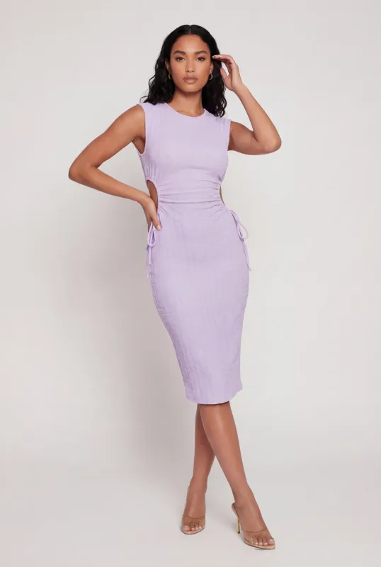 Textured Knit Sleeveless Side Cut Out Dress made by Rainbow